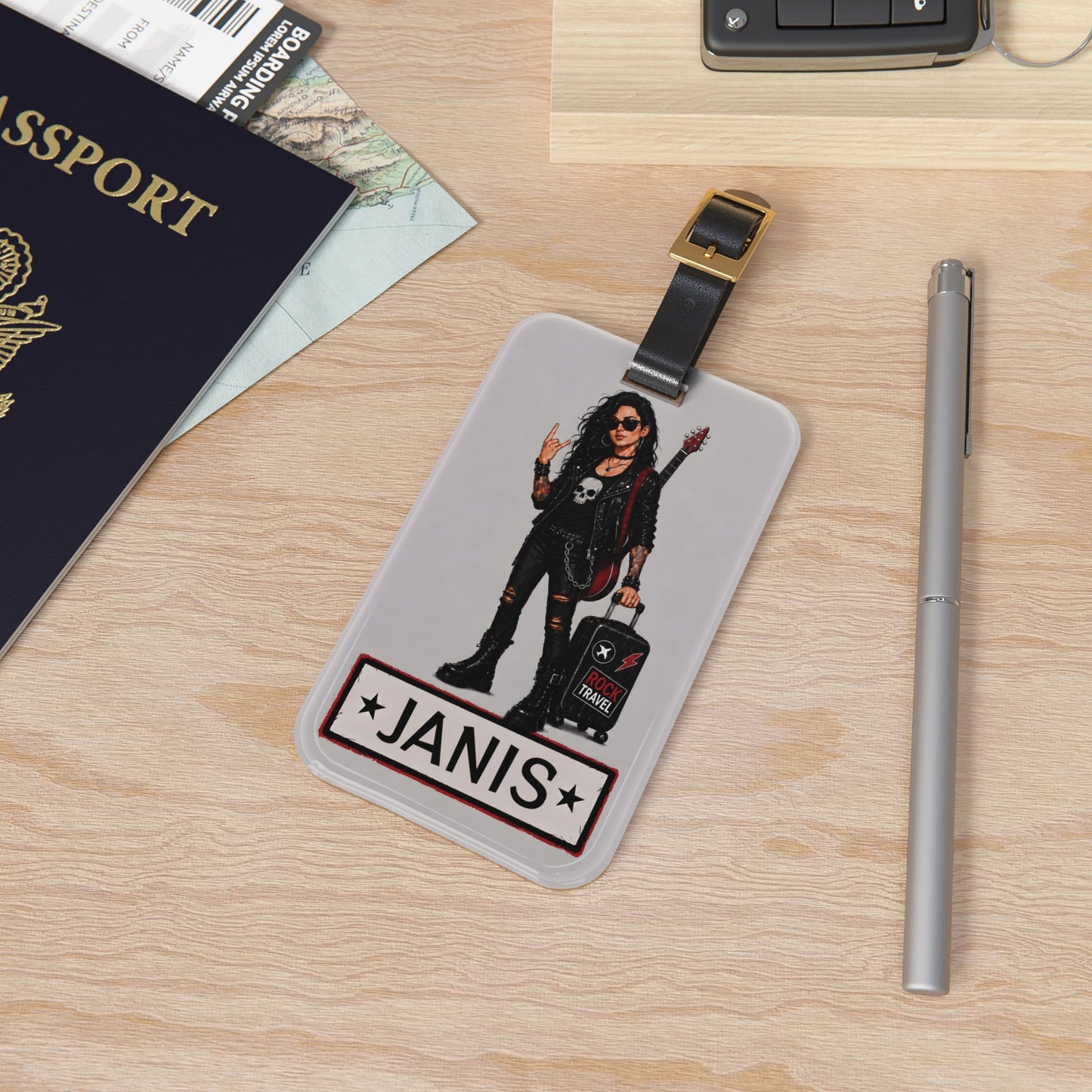 Rocker Design Personalized Luggage Tag — Custom NameTraveler ID
