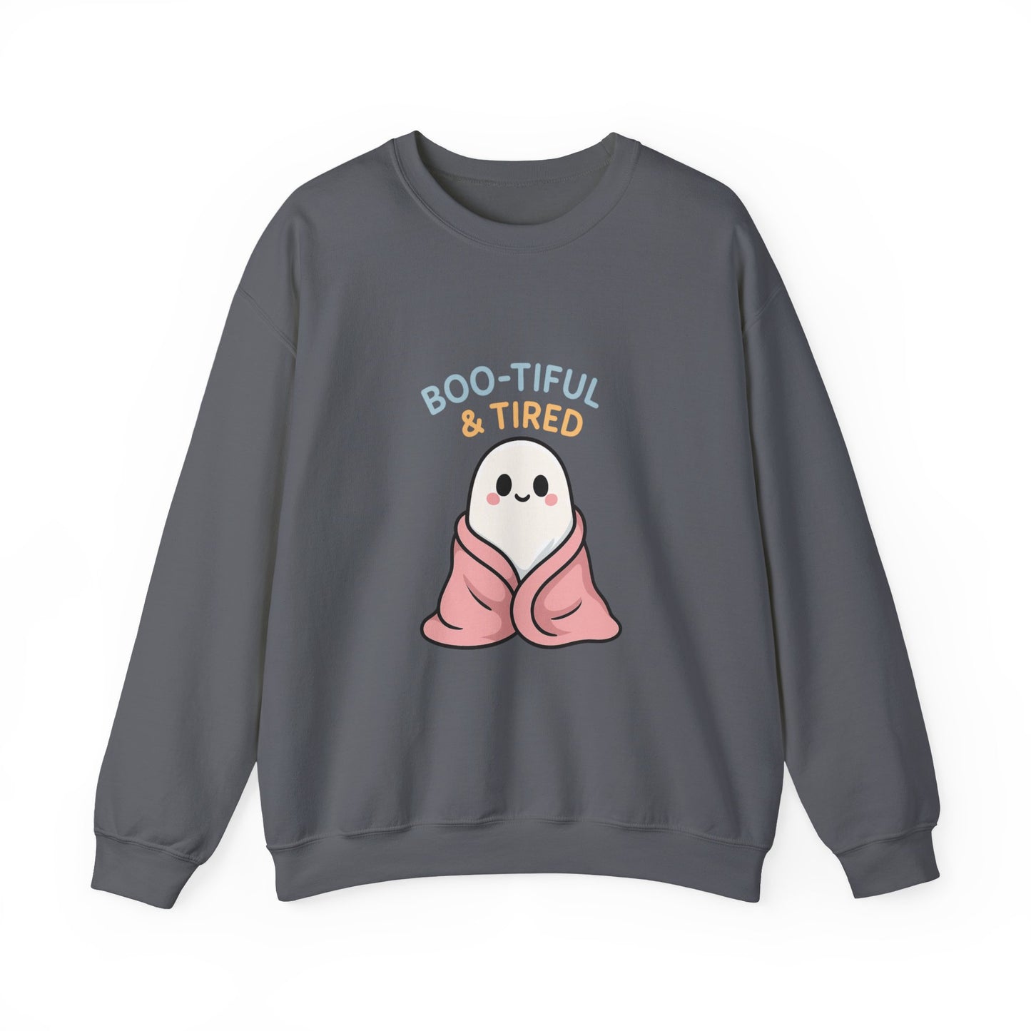 Boo-tiful & Tired Sweatshirt, Halloween-Themed Design