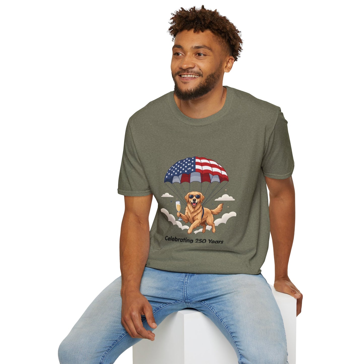 Patriotic Golden Retriever T-Shirt — "Celebrating 250 Years"