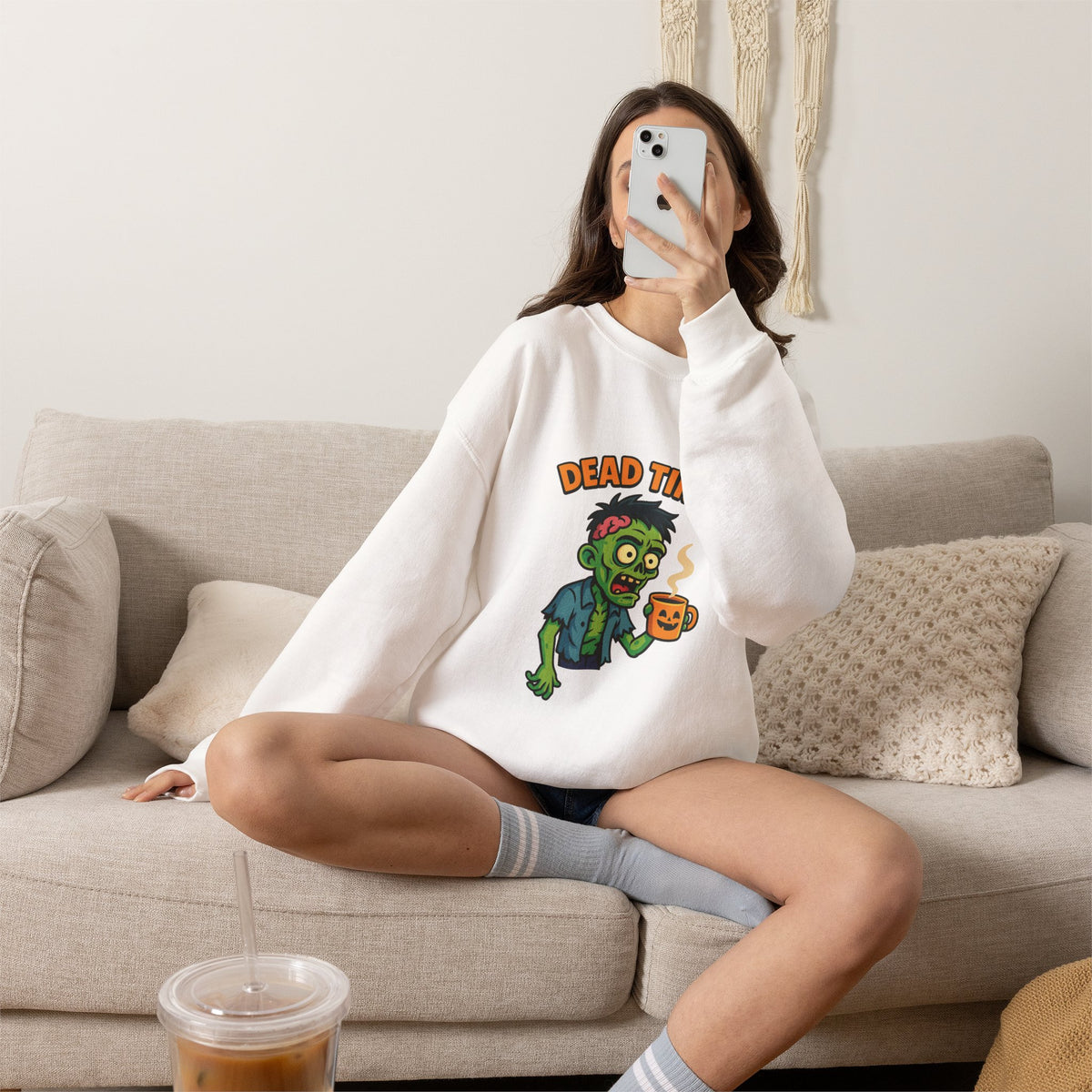 Dead Tired Zombie Sweatshirt, Funny Halloween Crewneck, Spooky Season Apparel