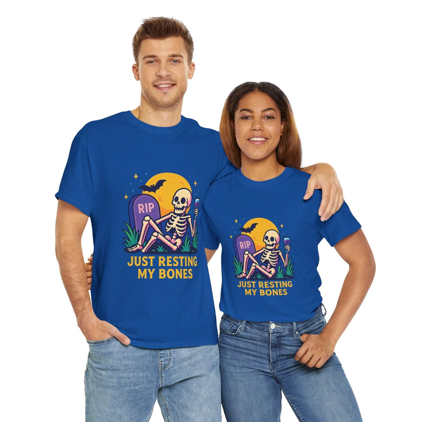 Skeleton Tee - Just Resting My Bones, Unisex Halloween Shirt
