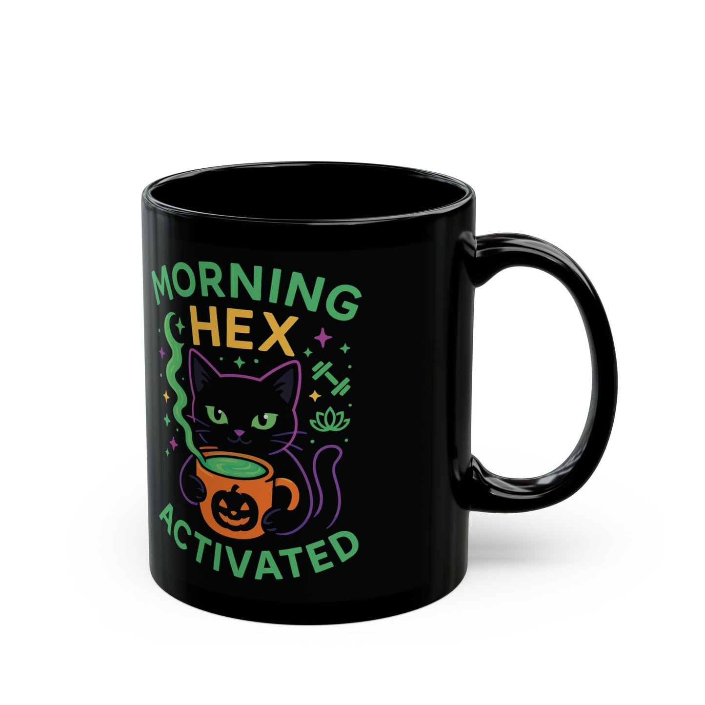 Cat-Themed Mug - Morning Hex Activated, Halloween Decor