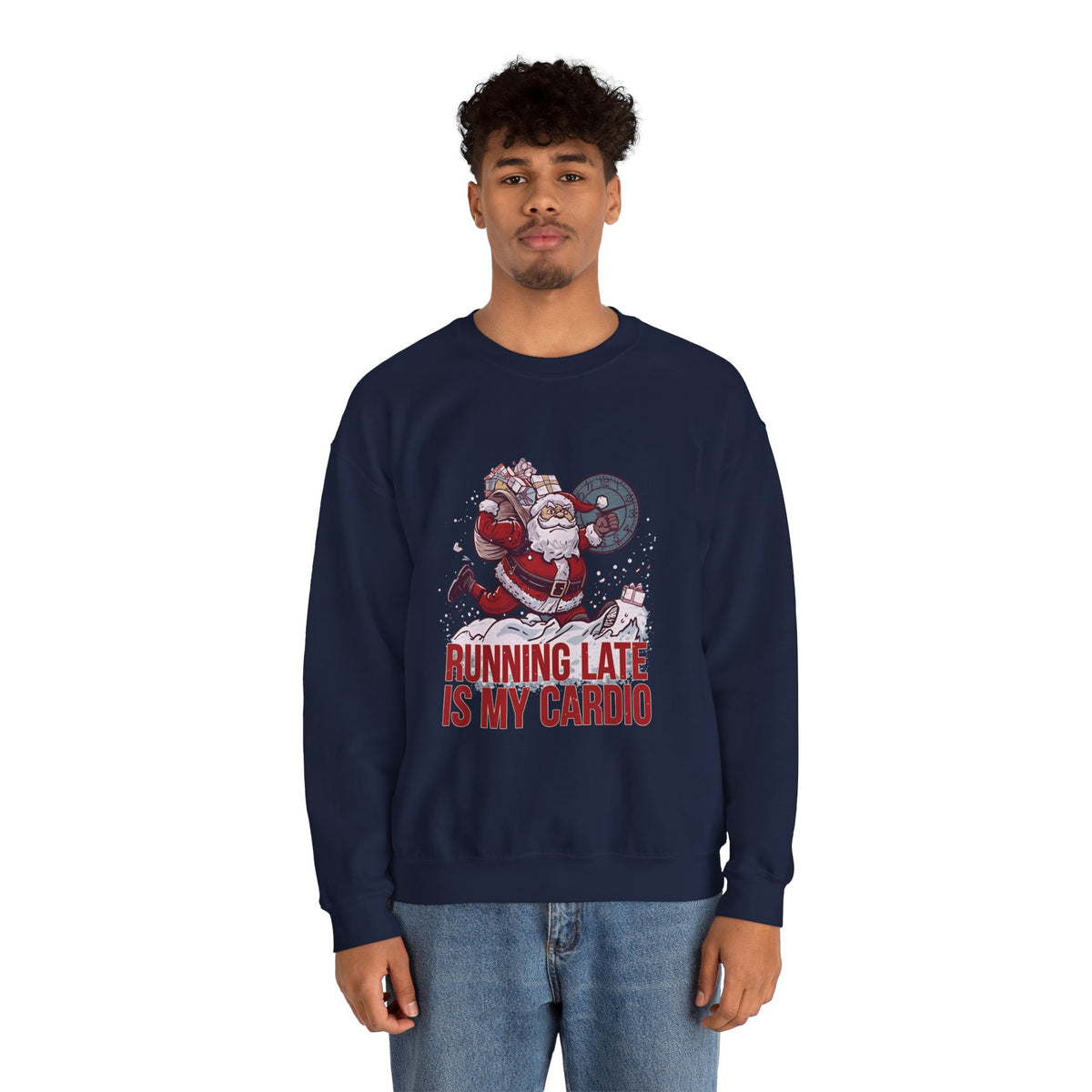 Santa Cardio Sweatshirt - Holiday Funny Gift, Christmas Apparel, Unisex Crewneck, Santa Workout