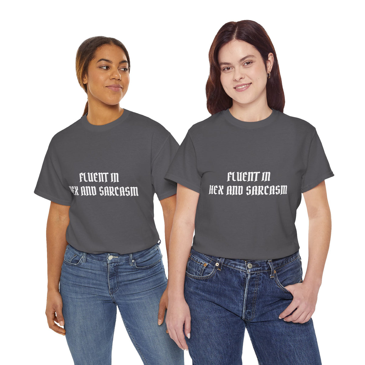Fluent in Hex and Sarcasm Unisex Heavy Cotton Tee, Perfect for Geeky Humor Lovers, Halloween Apparel