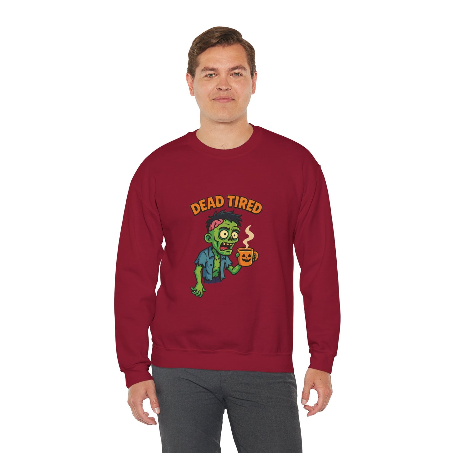 Dead Tired Zombie Sweatshirt, Funny Halloween Crewneck, Spooky Season Apparel
