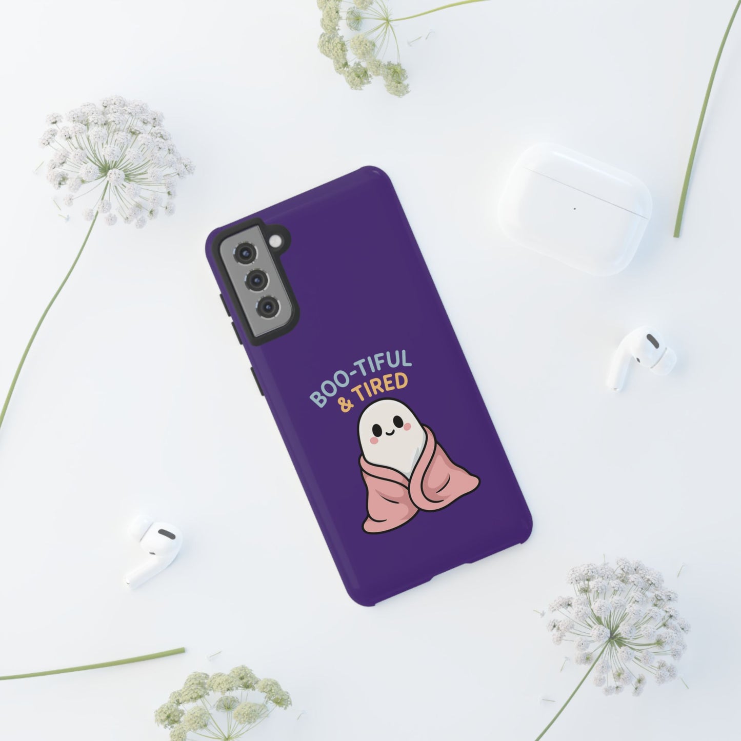 Boo-Tiful & Tired Phone Case, Halloween-Themed Design