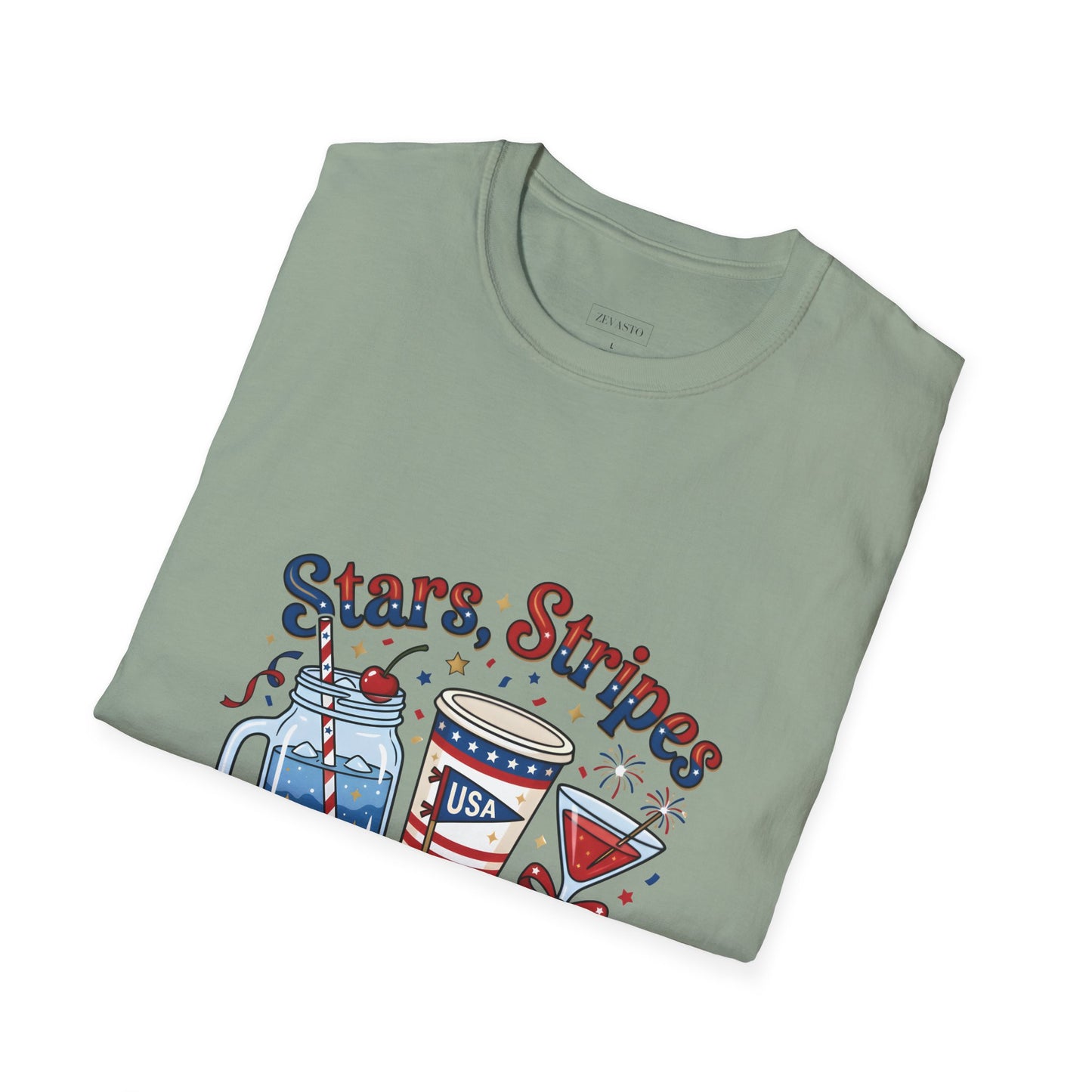 Patriotic "Stars, Stripes & Sips" T-Shirt