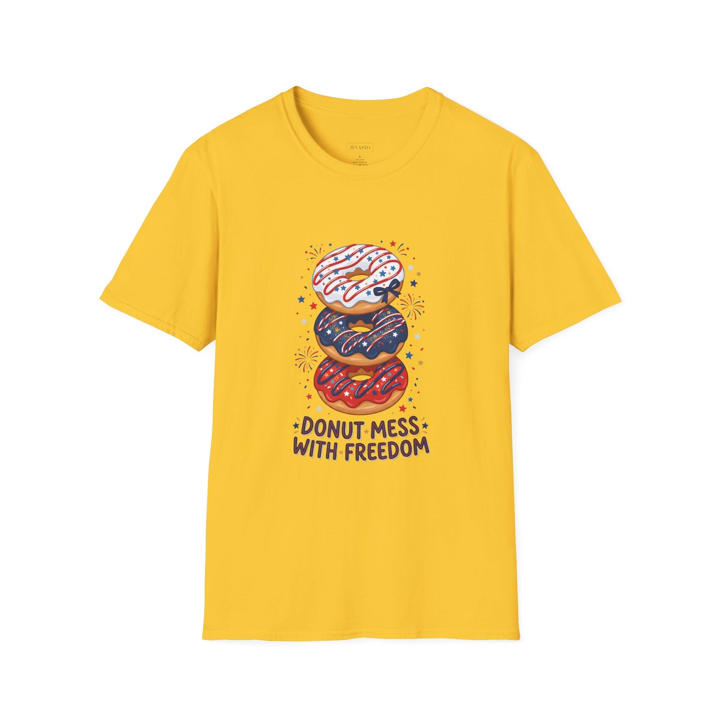 Donut Mess With Freedom T-Shirt — Patriotic Donut Stack 4th of July Tee