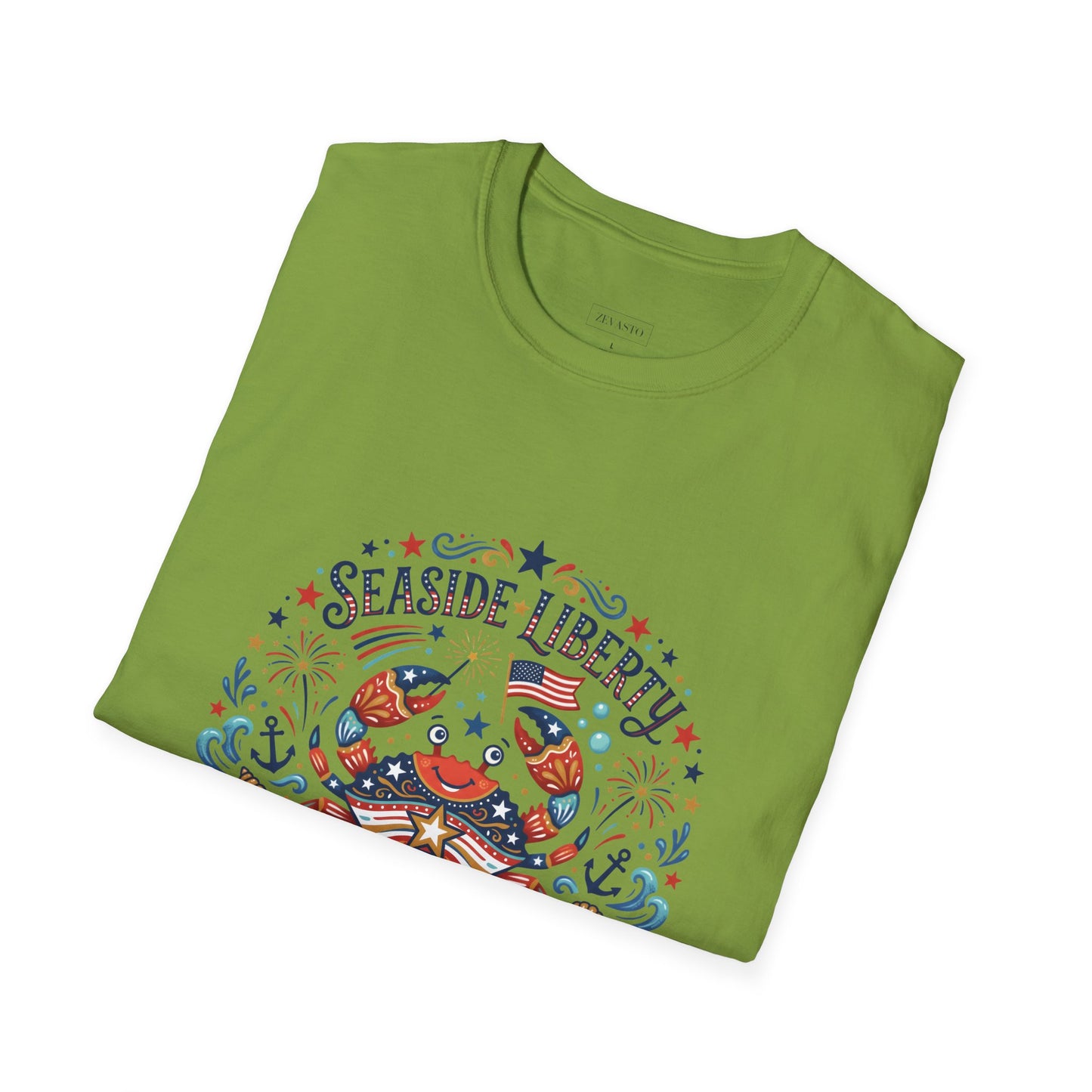 Seaside Liberty Crab T-Shirt — 4th of July Patriotic Summer Beach Tee