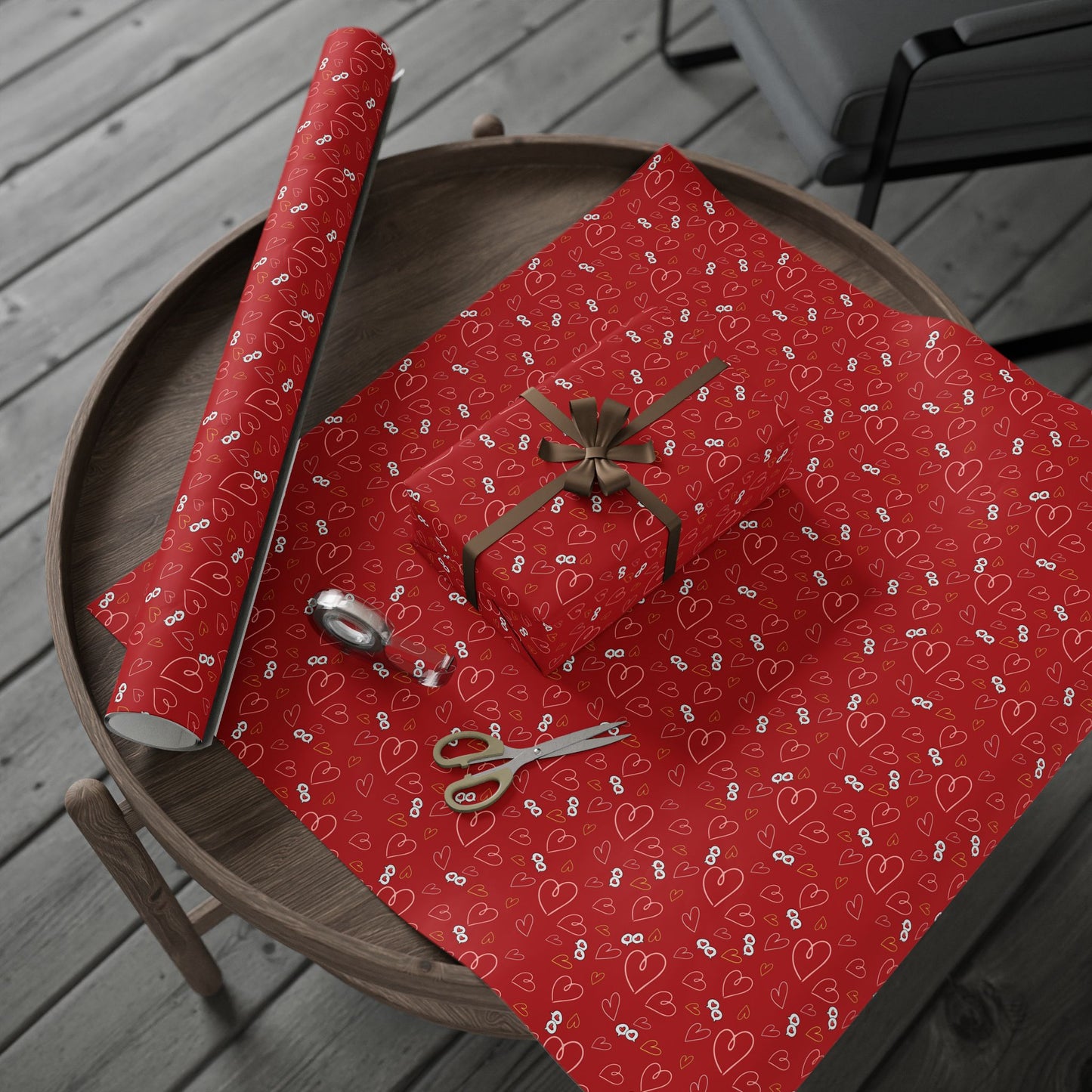 Red Heart Pattern Wrapping Paper — Romantic Gift Wrap for Valentine’s Day & Anniversaries