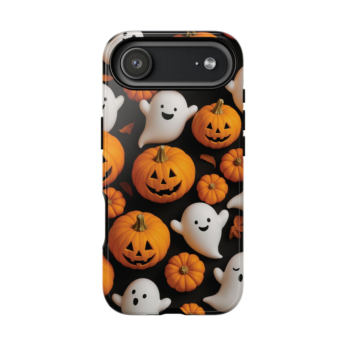 Halloween Phone Case, Spooky Ghosts and Pumpkins Design
