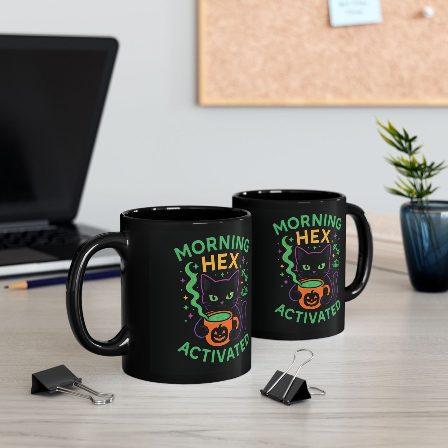 Cat-Themed Mug - Morning Hex Activated, Halloween Decor