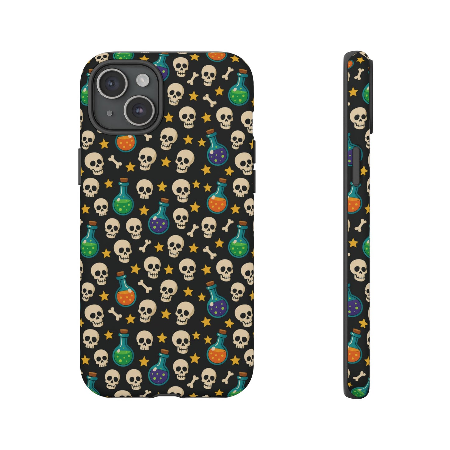 Skull & Potion Phone Case, Trendy Cell Phone Cover, Halloween Gift, Gothic Phone Accessory, Spooky Style Case, Tough Cases