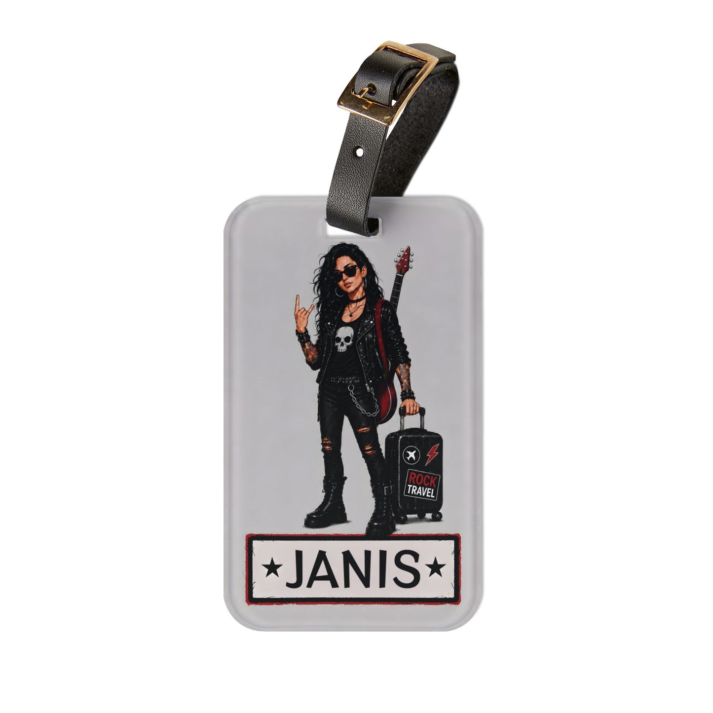 Rocker Design Personalized Luggage Tag — Custom NameTraveler ID