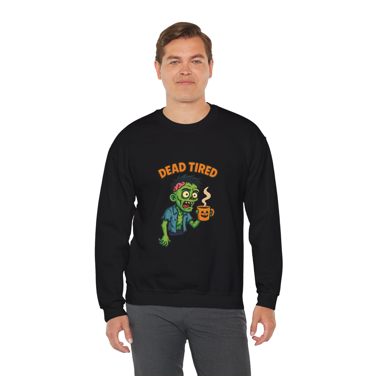 Dead Tired Zombie Sweatshirt, Funny Halloween Crewneck, Spooky Season Apparel