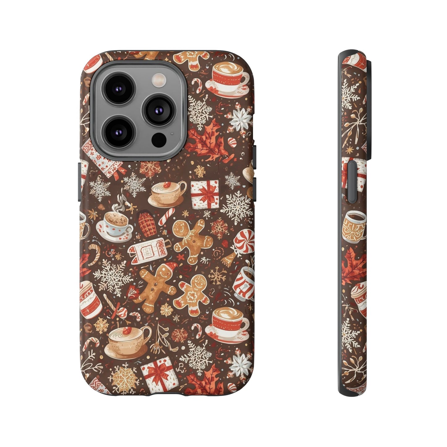 Christmas Phone Case, Festive Holiday Phone Case with Gingerbread and Cocoa Design for Iphone 17, 16, 15, 14, 13, 12, 11 & Samsung