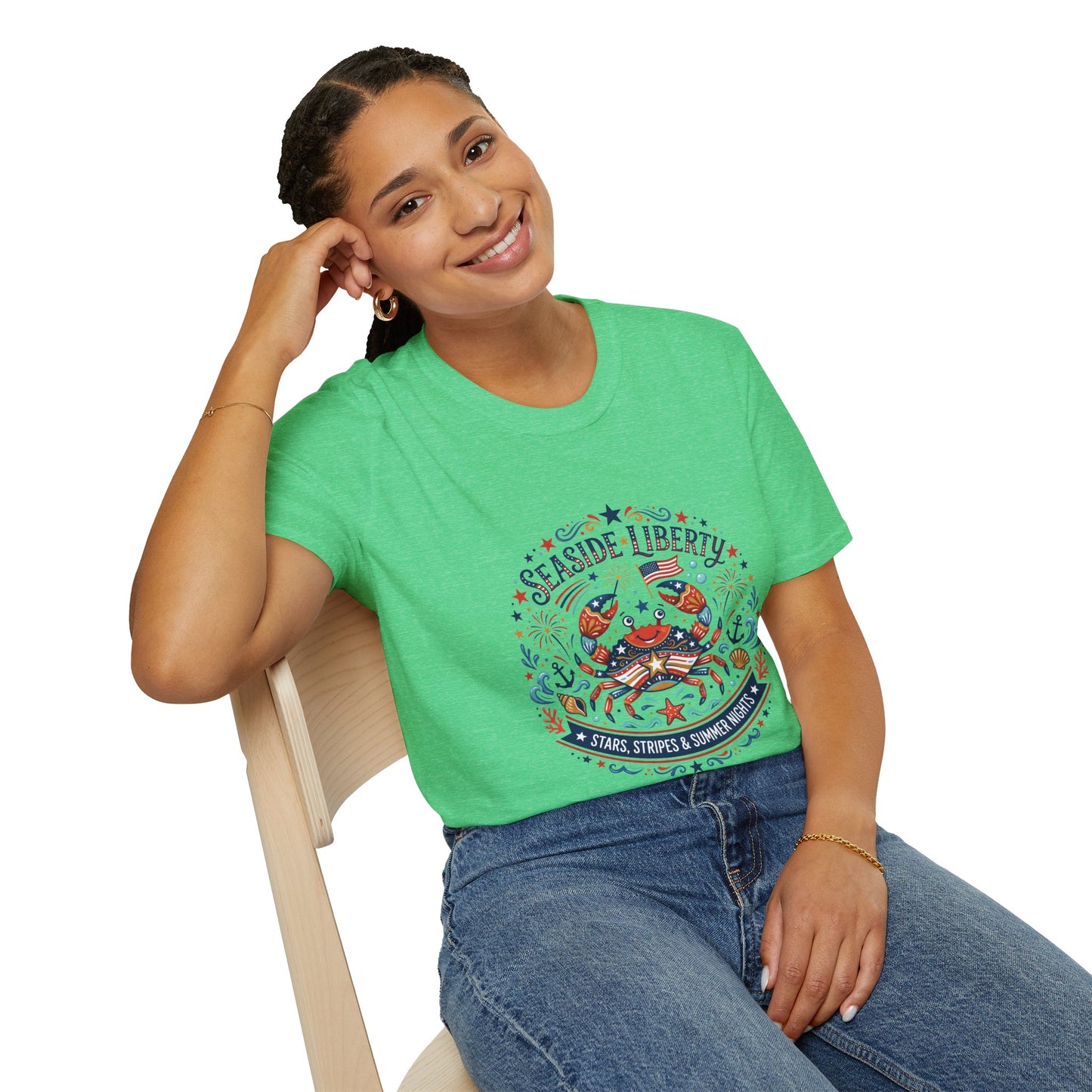 Seaside Liberty Crab T-Shirt — 4th of July Patriotic Summer Beach Tee