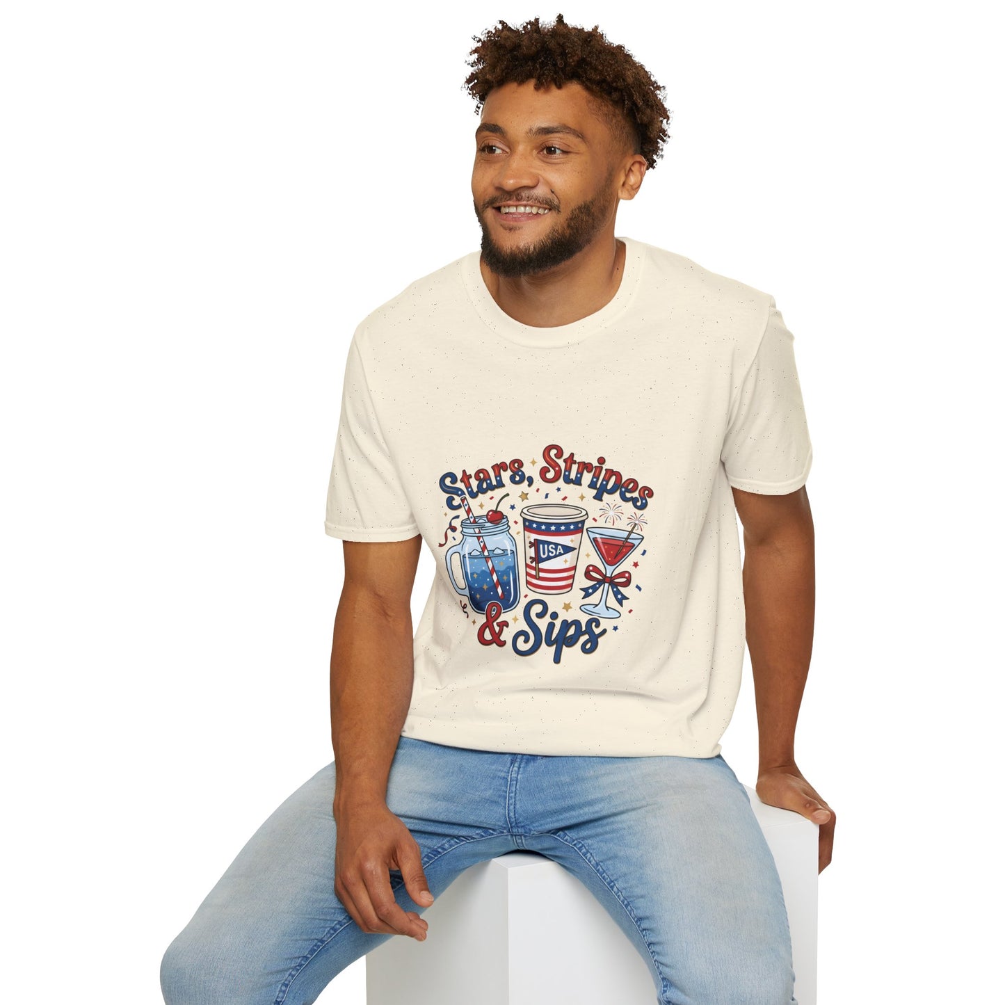 Patriotic "Stars, Stripes & Sips" T-Shirt