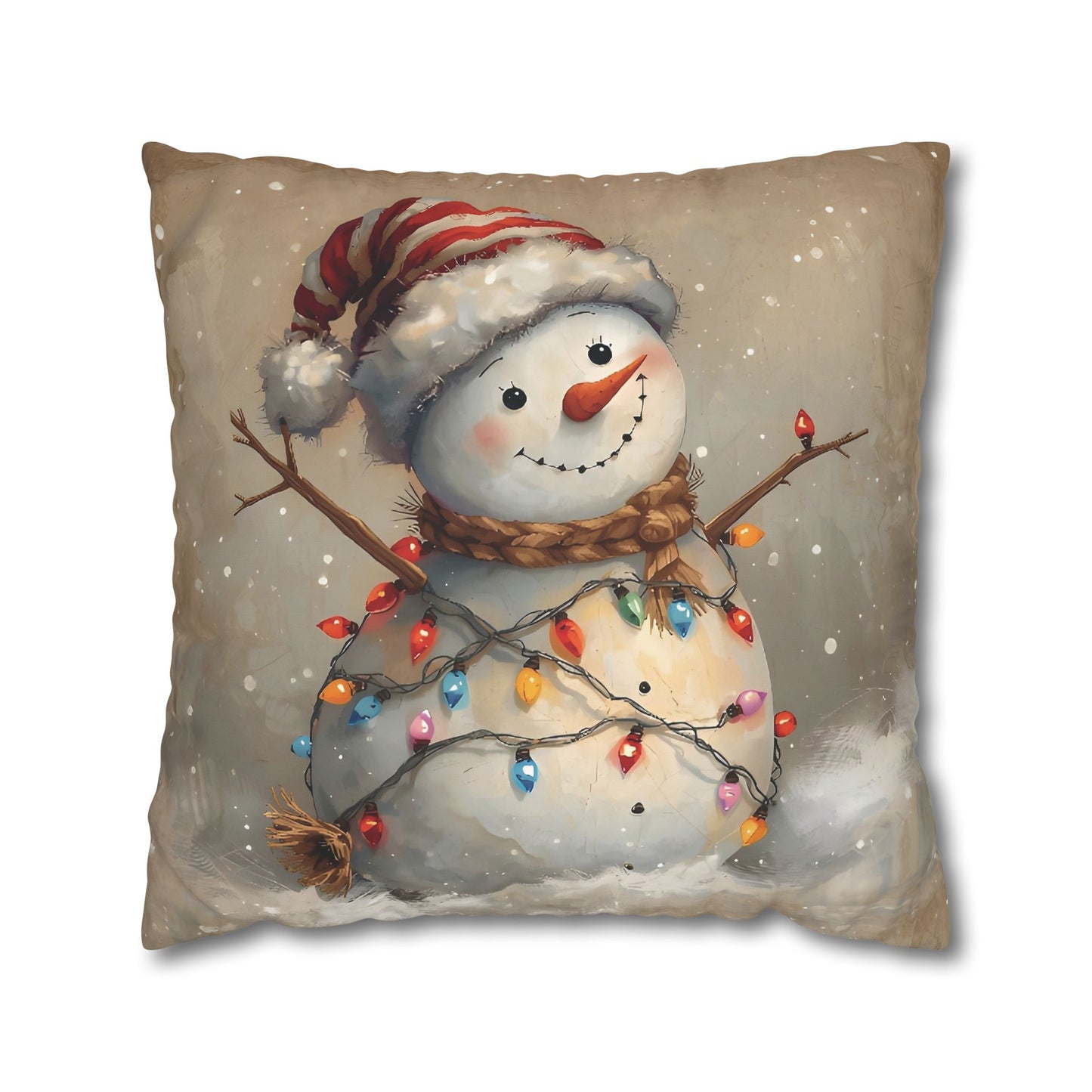 Festive Snowman Throw Pillowcase — Vintage Christmas Decorative Cushion Cover