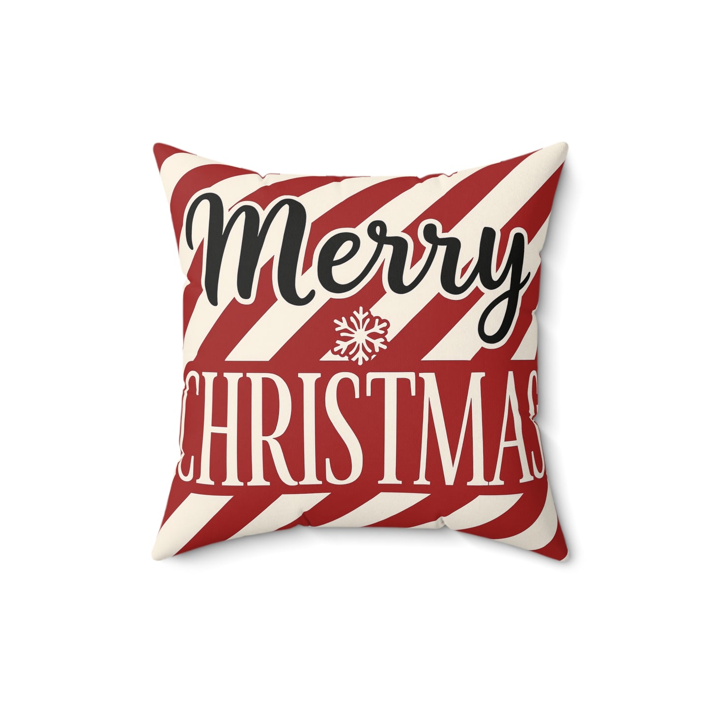 Merry Christmas Candy-Stripe Throw Pillow, Festive Christmas Decor