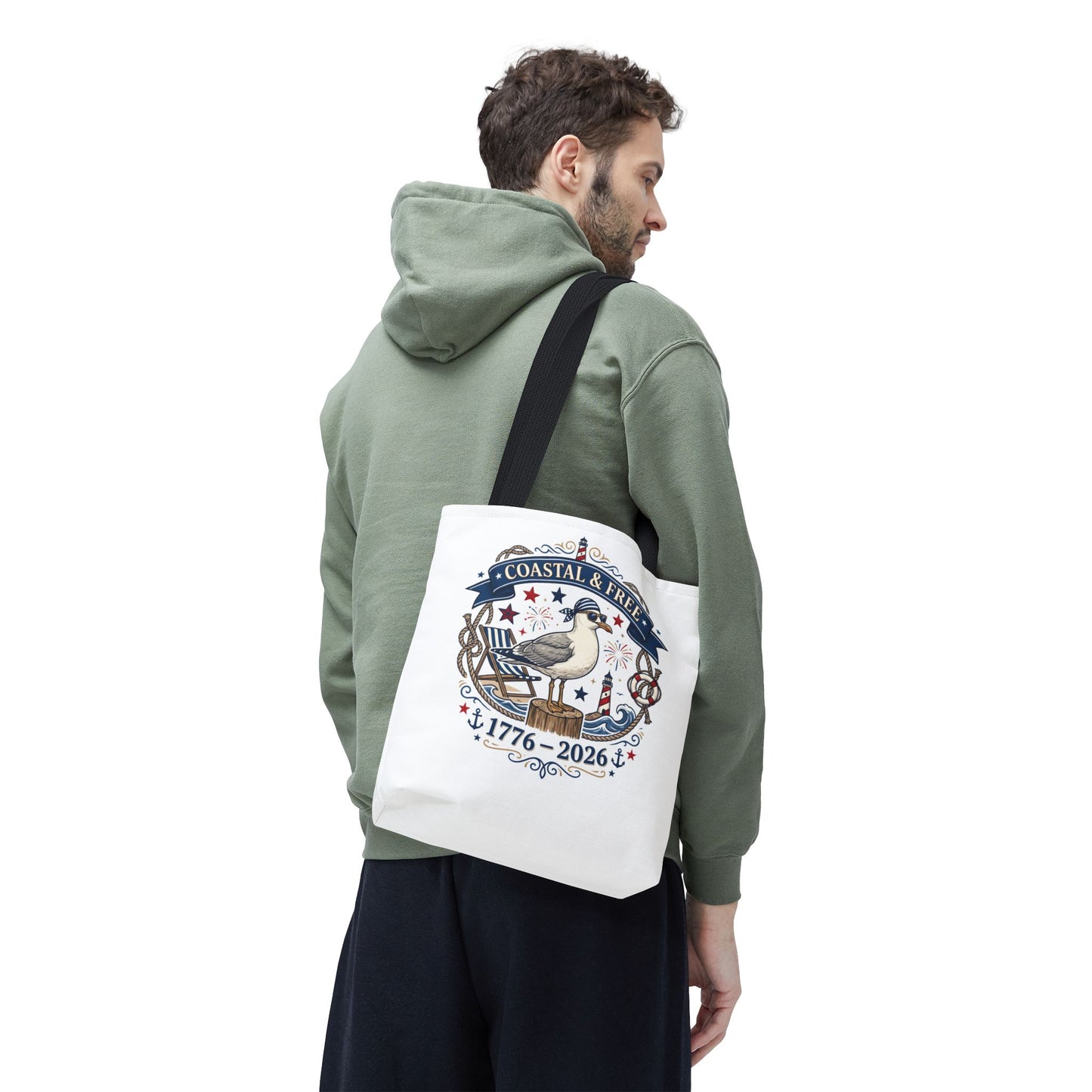 Coastal & Free Seagull Tote Bag — Patriotic 4th of July Beach Tote