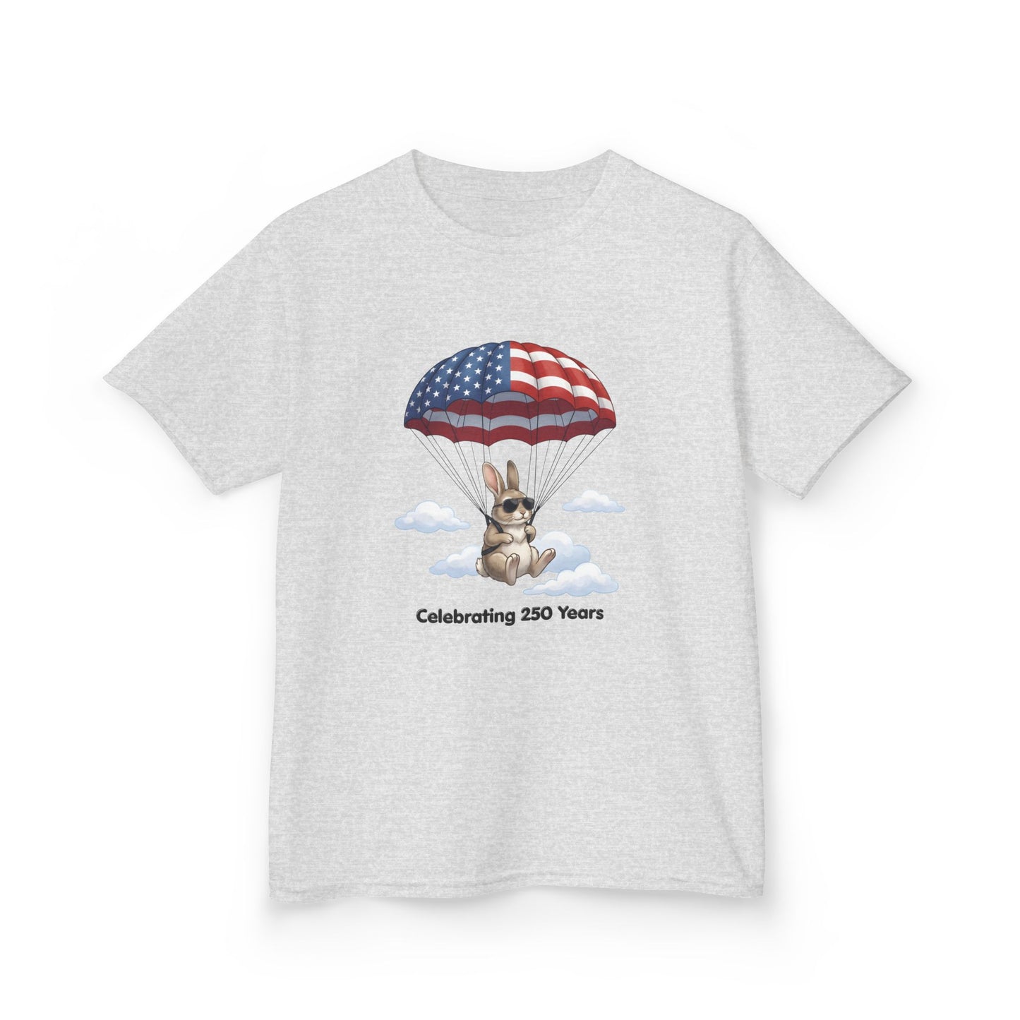 Kids Tee — Bunny with Parachute “Celebrating 250 Years”