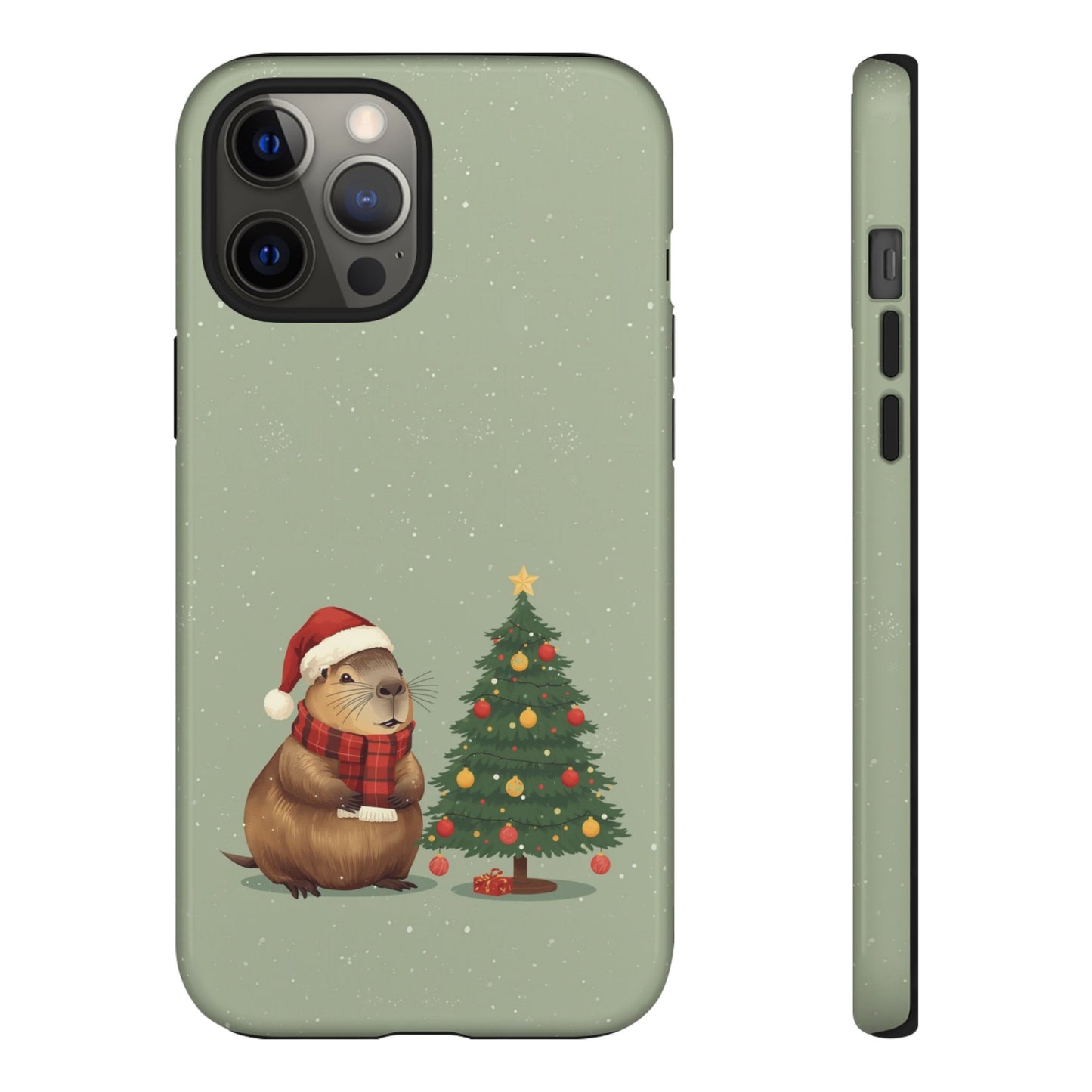 Christmas Phone Case with Capybara Design, Dual Layer Protective Case for Iphone 17, 16, 15, 14, 13 & Samsung