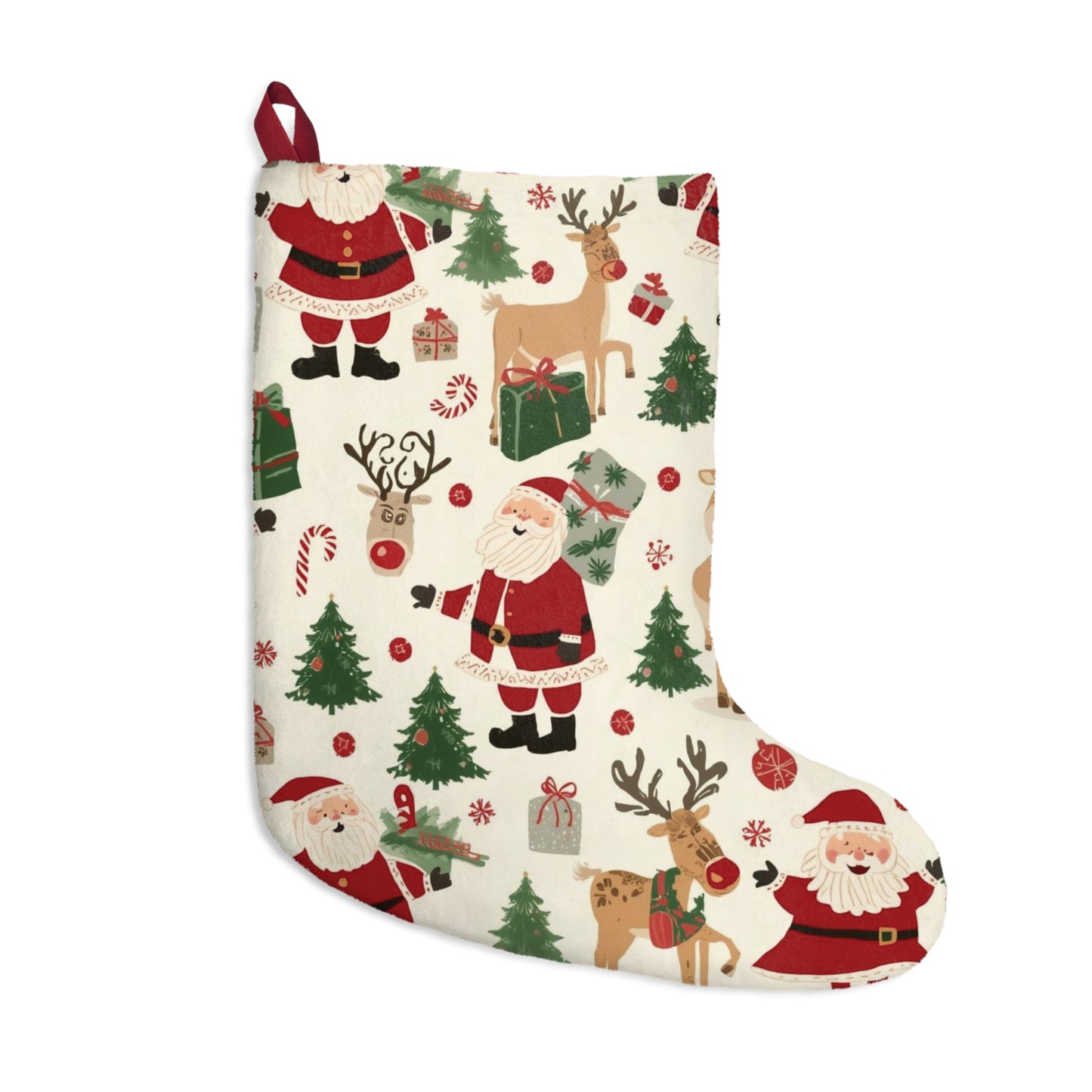 Festive Christmas Stockings, Holiday Decor, Santa and Reindeer Wall Hanging
