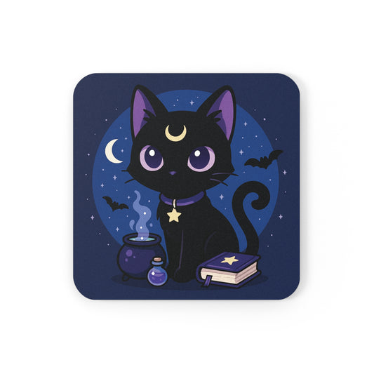 Mystical Black Cat Coaster, Halloween Decor