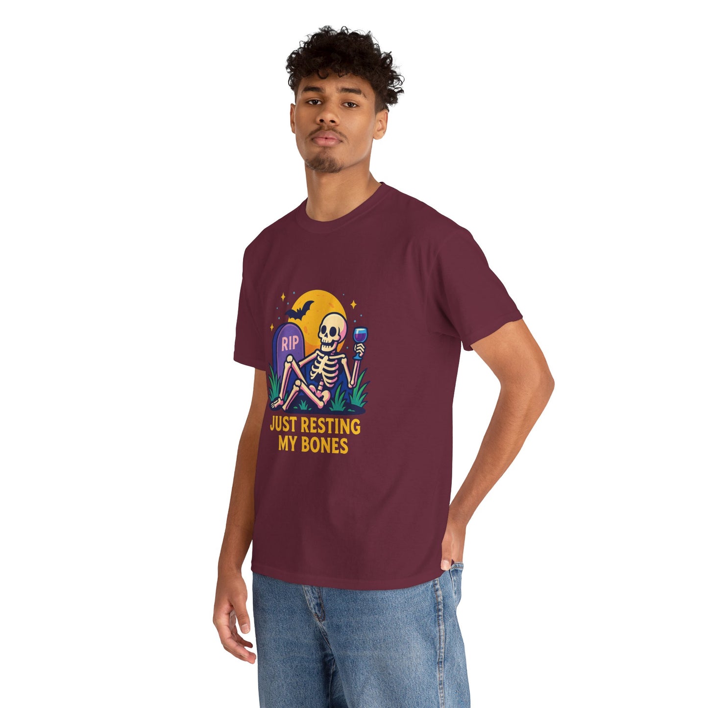 Skeleton Tee - Just Resting My Bones, Unisex Halloween Shirt