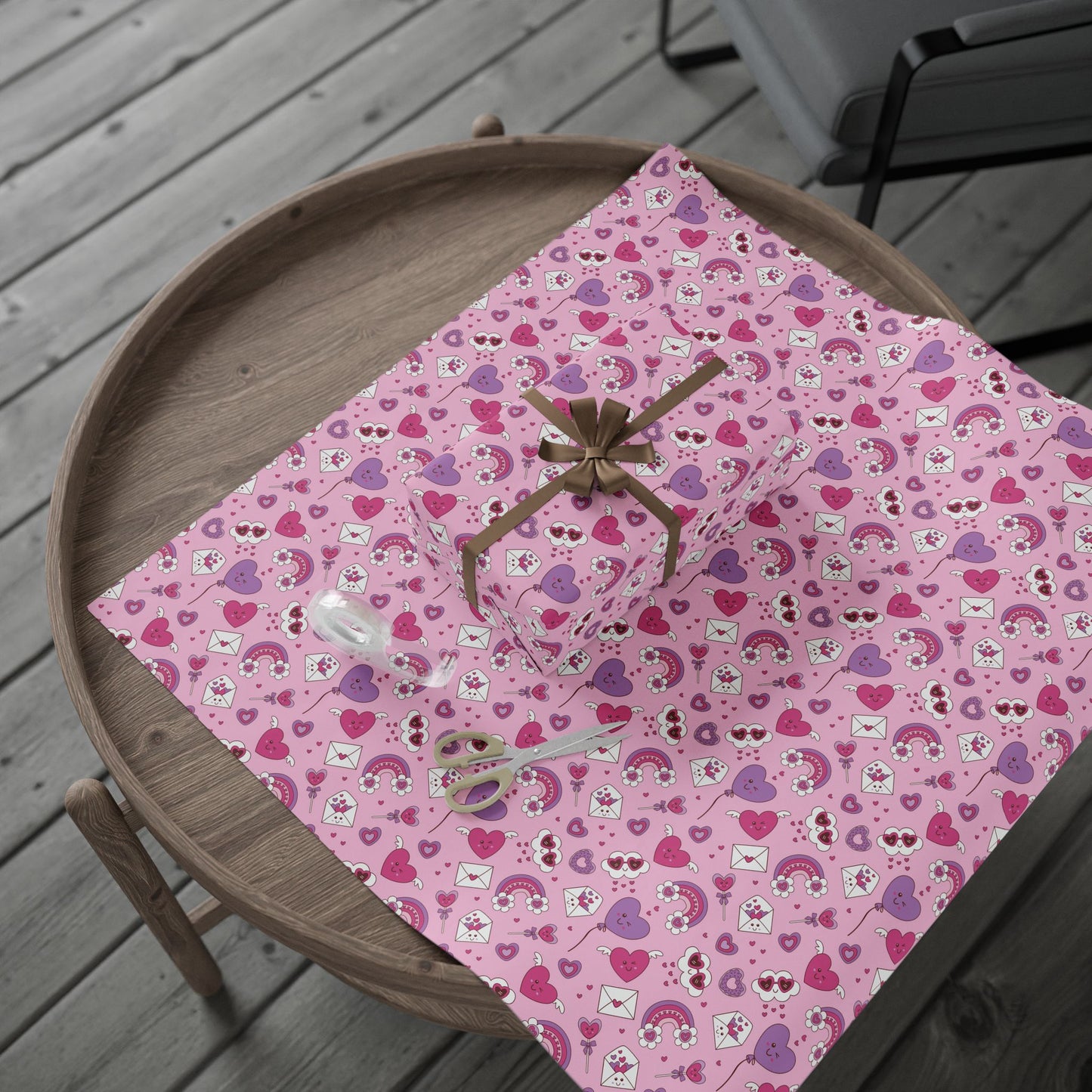 Valentine Pink Hearts & Love Notes Wrapping Paper Roll — Cute Romantic Gift Wrap