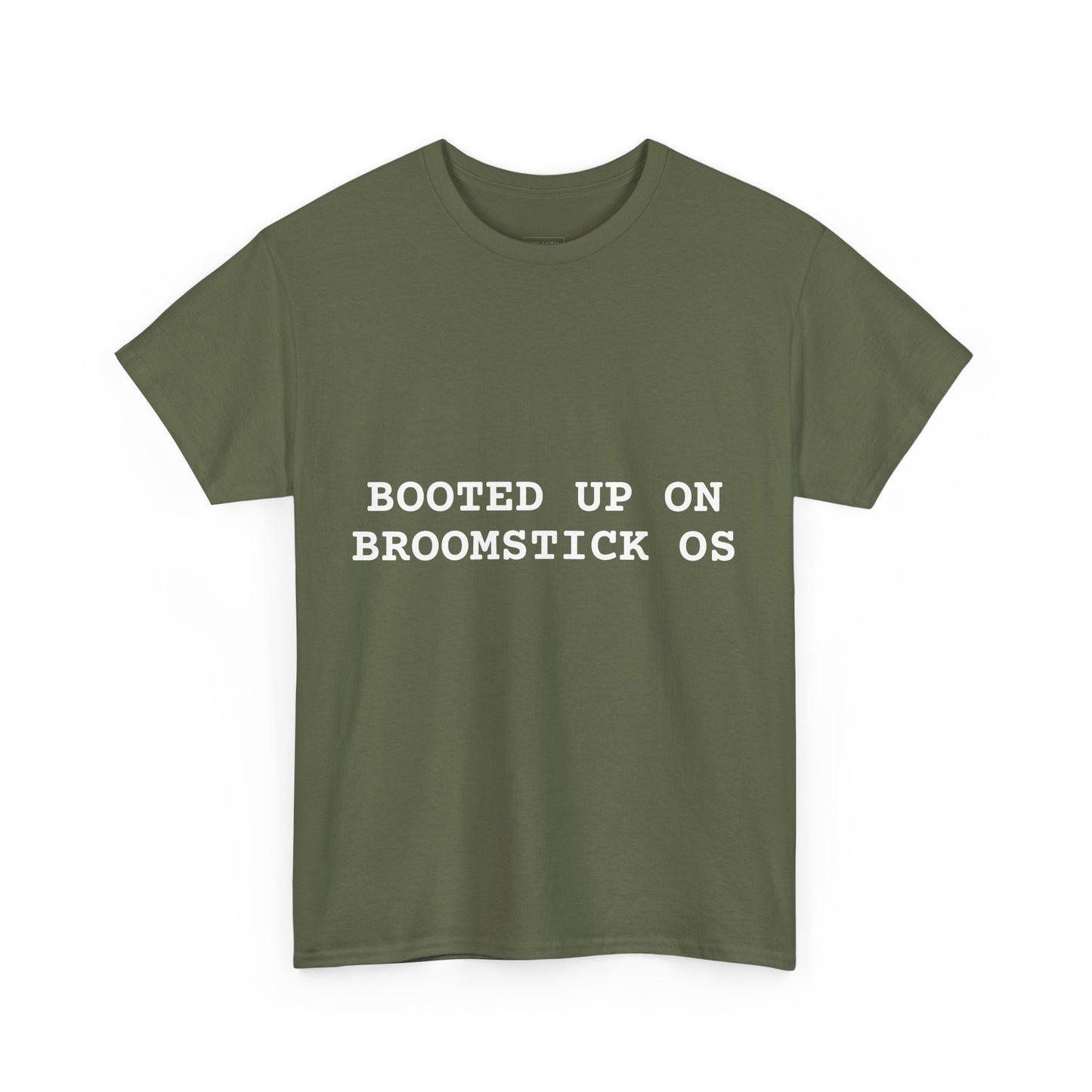 Broomstick OS Tee, Funny Graphic Tee for Tech Lovers, Unisex Cotton T-Shirt