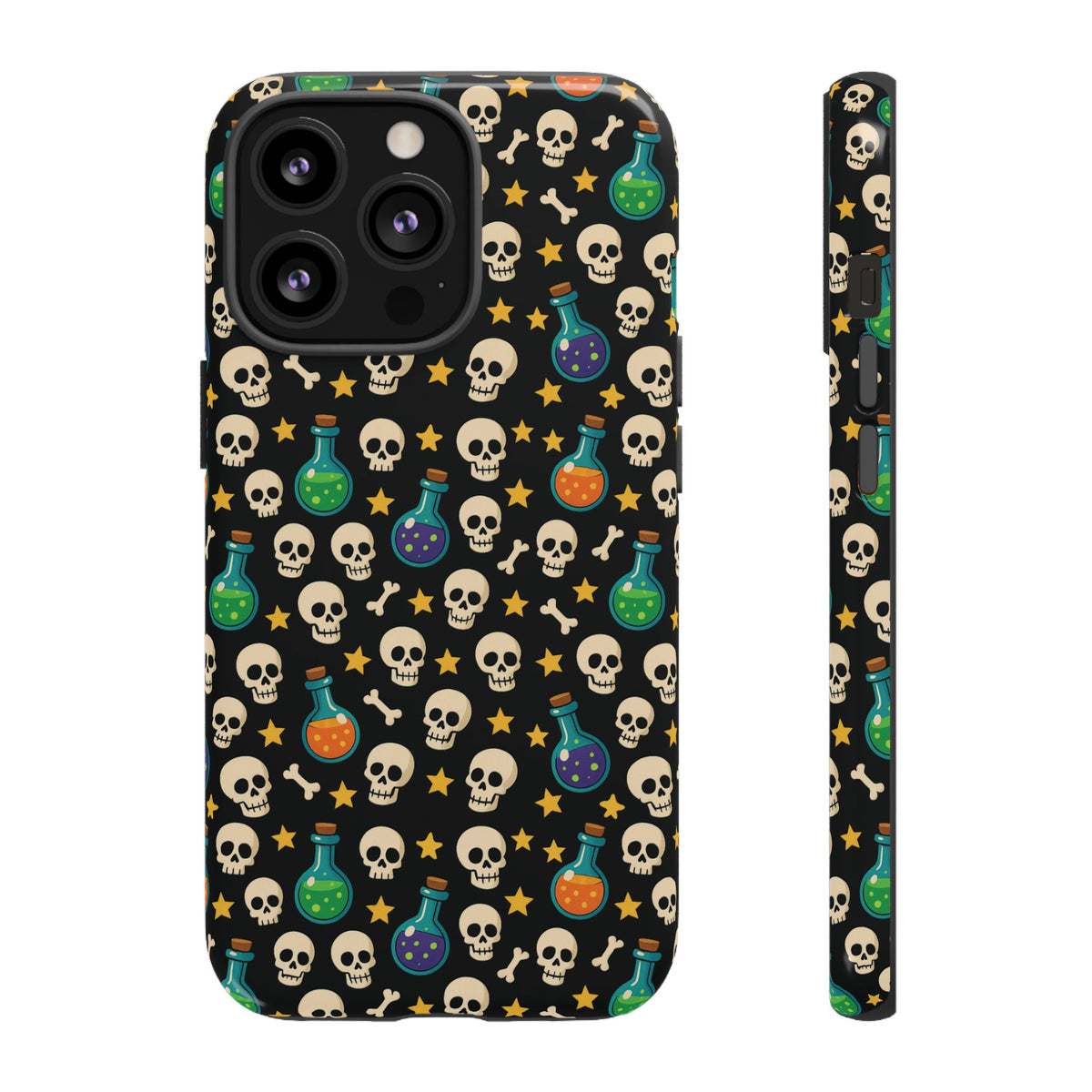 Skull & Potion Phone Case, Trendy Cell Phone Cover, Halloween Gift, Gothic Phone Accessory, Spooky Style Case, Tough Cases