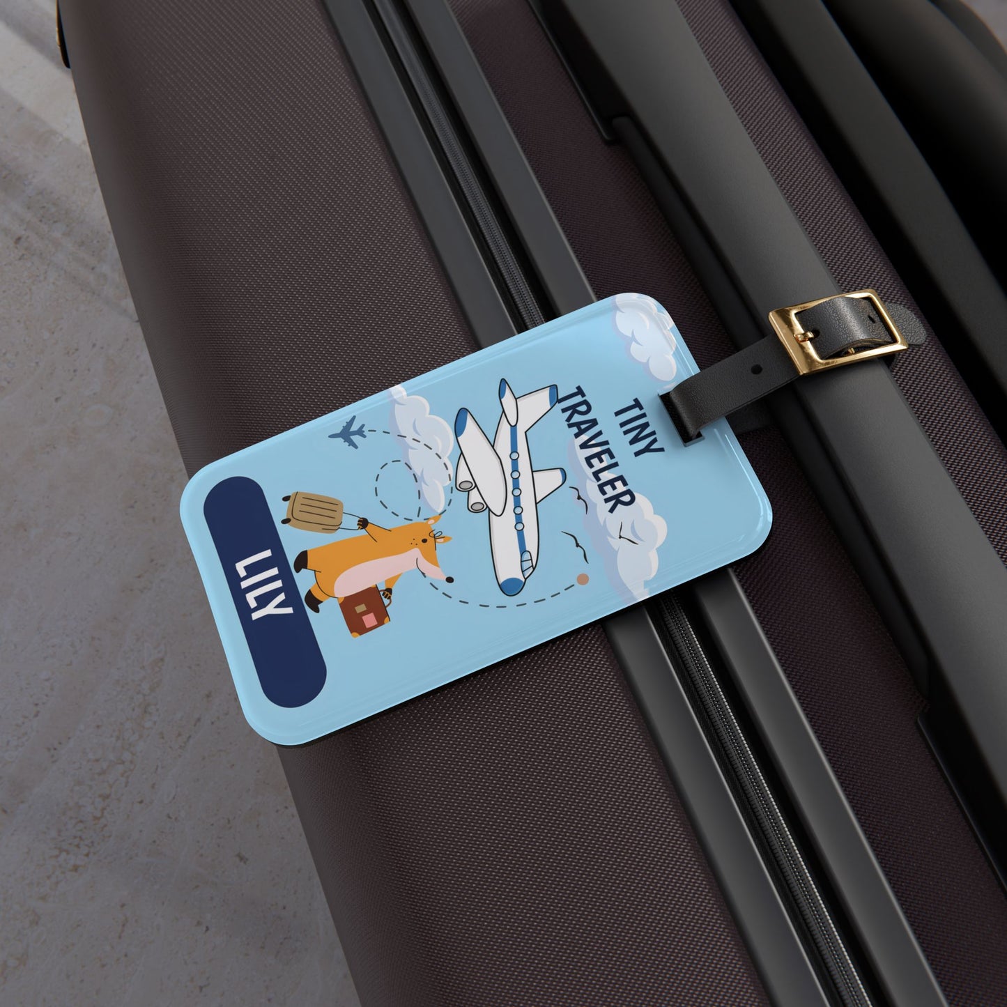 Personalized "Tiny Traveler" Kids Luggage Tag — Custome Name Travel Tag