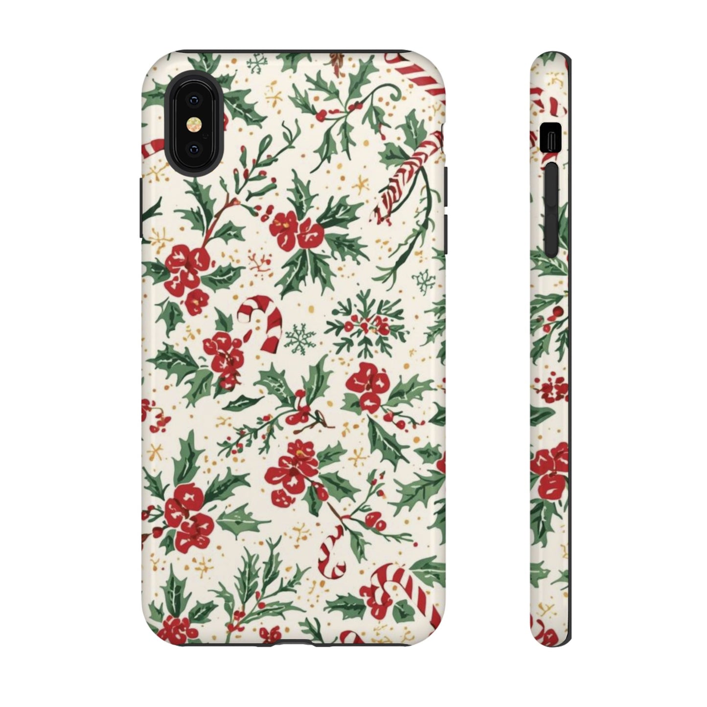 Christmas Themed Phone Case, Festive Floral Dual Layer Phone Case for Iphone 17, 16, 15, 14, 13, 12, 11 & Samsung