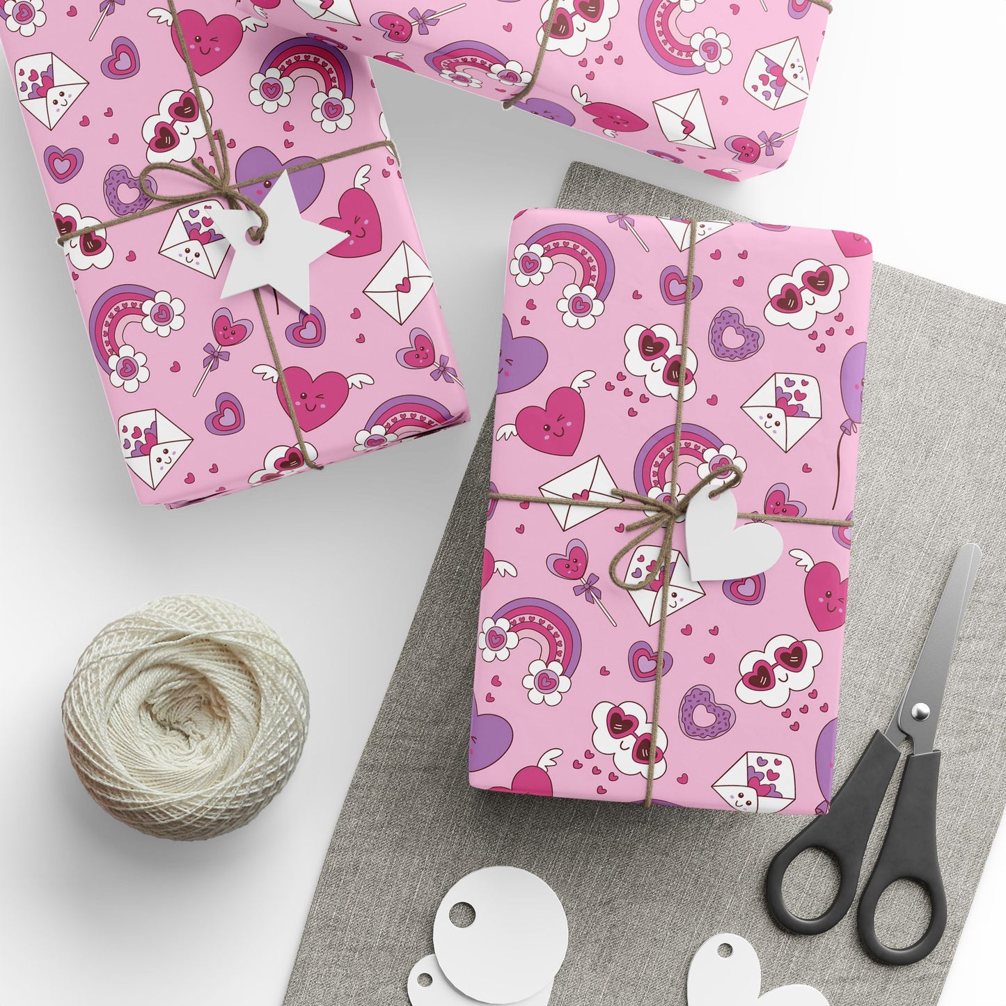 Valentine Pink Hearts & Love Notes Wrapping Paper Roll — Cute Romantic Gift Wrap