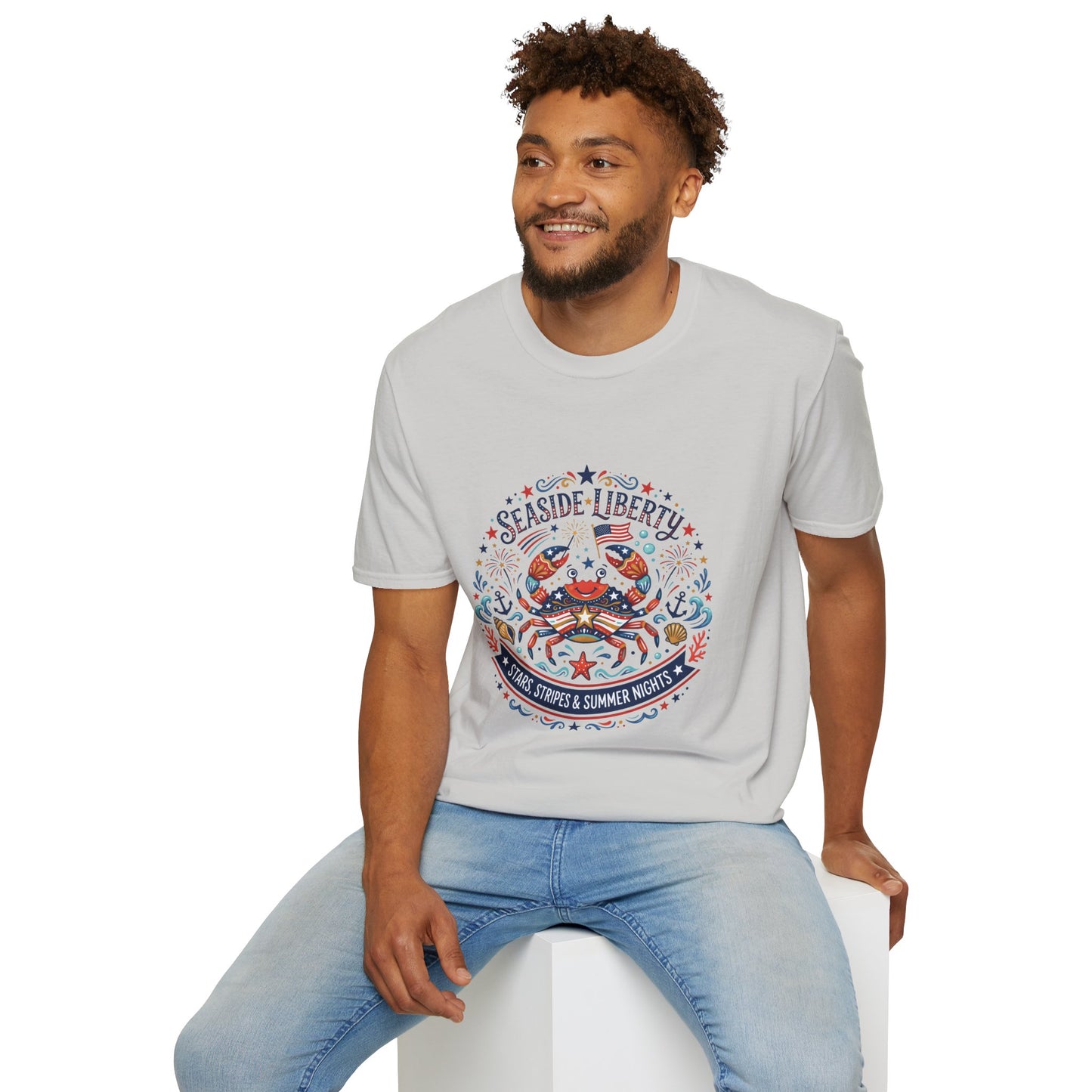 Seaside Liberty Crab T-Shirt — 4th of July Patriotic Summer Beach Tee