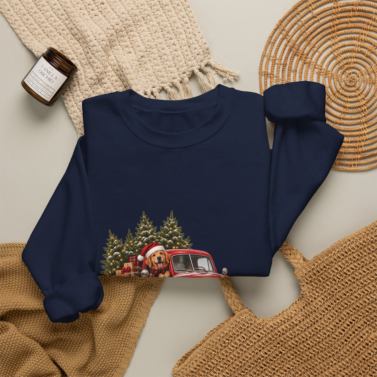 Vintage Red Truck Christmas Sweatshirt, Unisex Sweatshirt