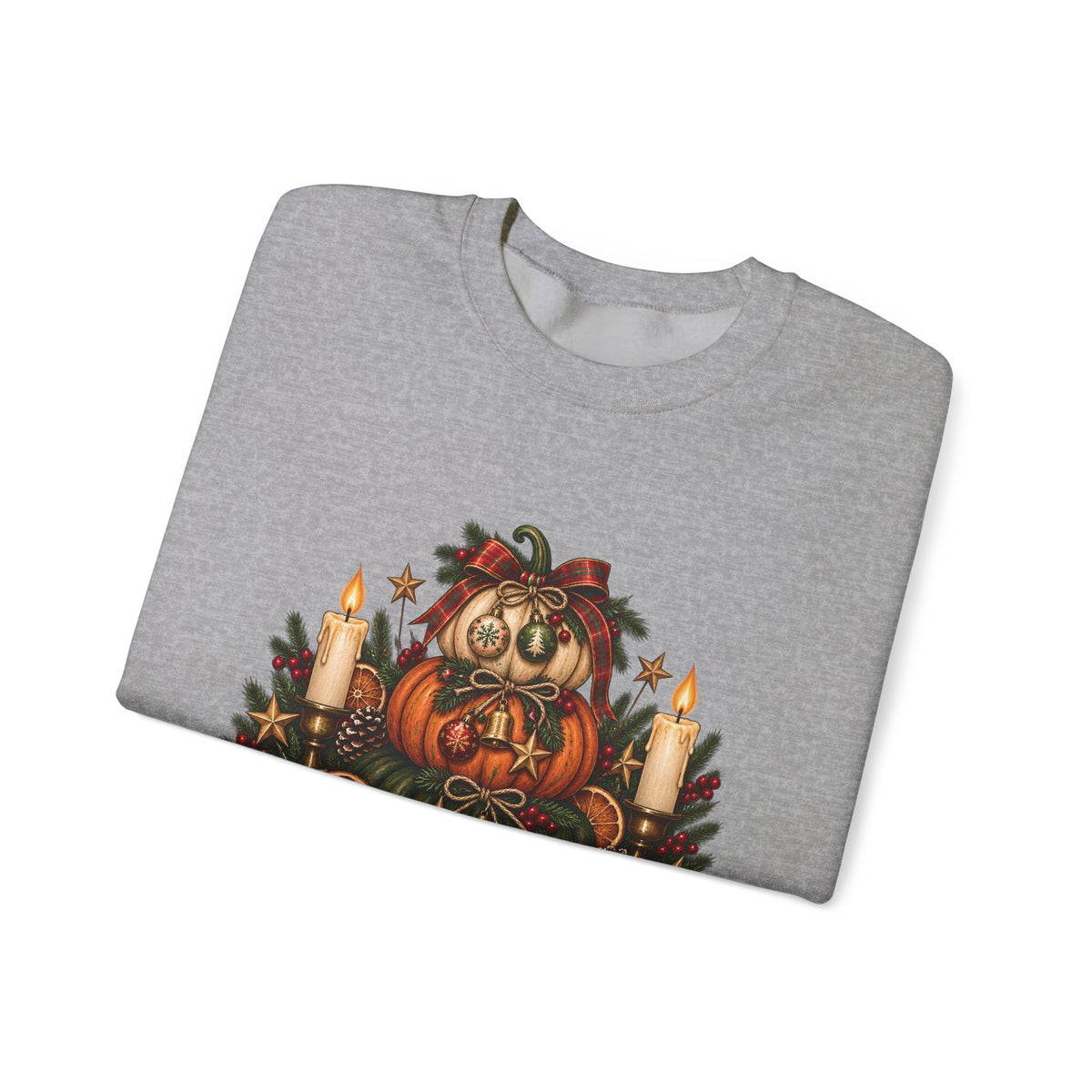Harvest & Holly Crewneck Sweatshirt — Vintage Pumpkin Fall Graphic Sweatshirt
