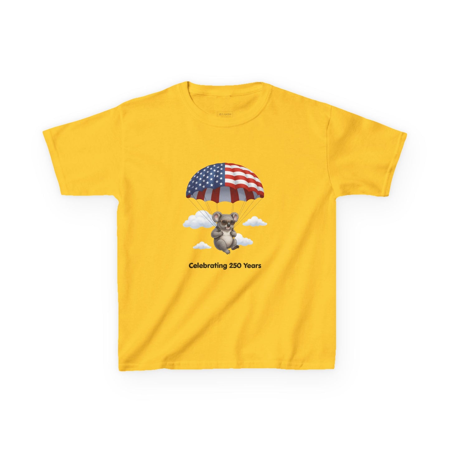 Kids Tee — Patriotic Koala Design, "Celebrating 250 Years"