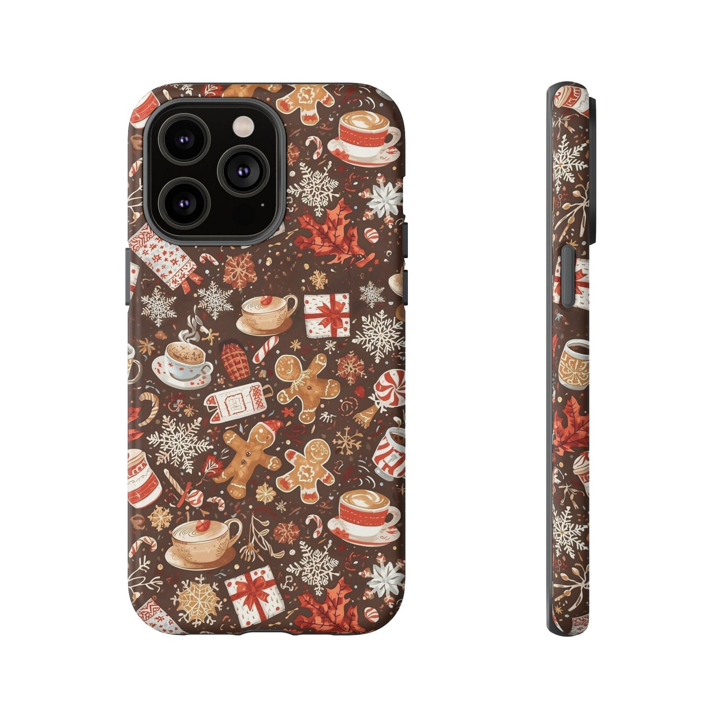 Christmas Phone Case, Festive Holiday Phone Case with Gingerbread and Cocoa Design for Iphone 17, 16, 15, 14, 13, 12, 11 & Samsung