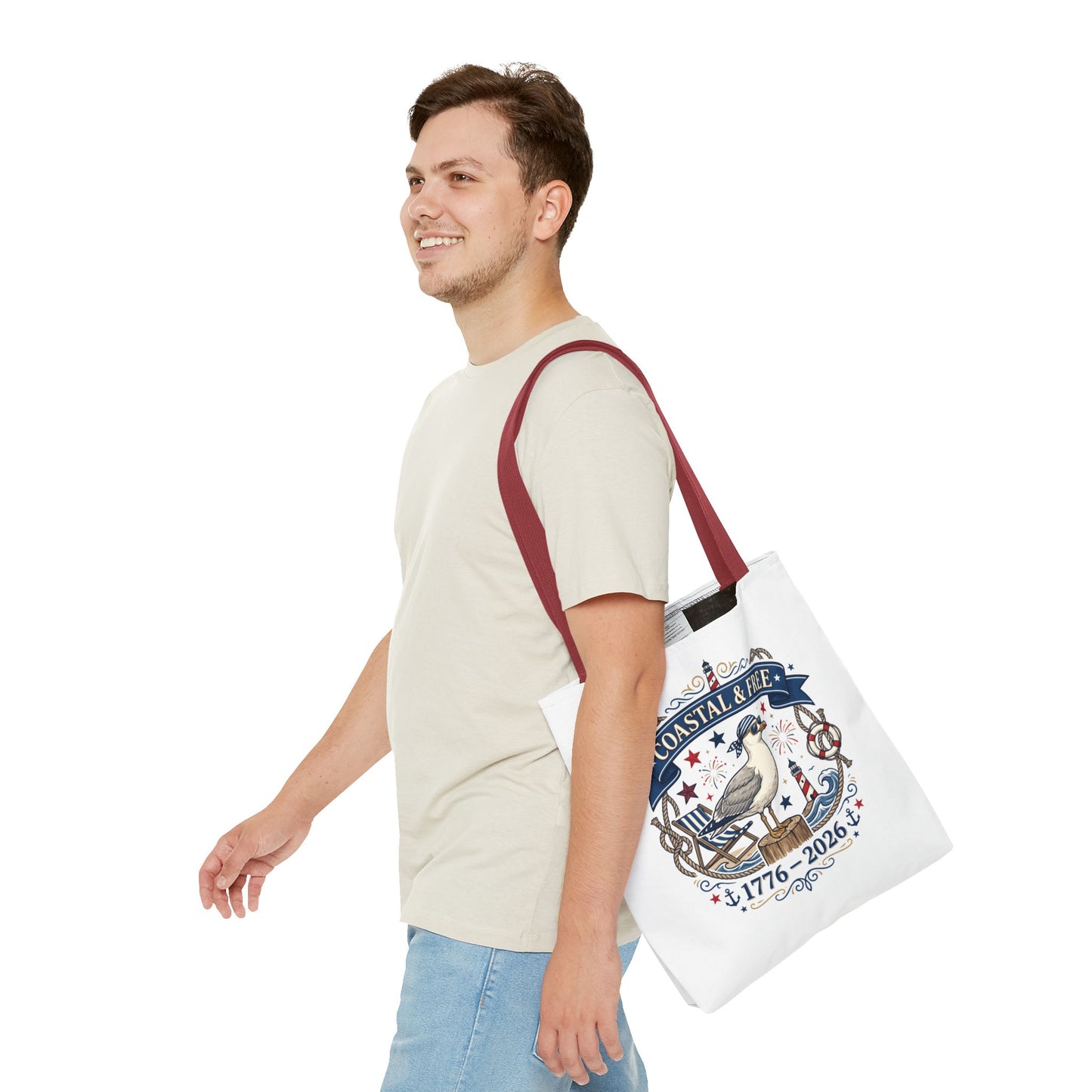 Coastal & Free Seagull Tote Bag — Patriotic 4th of July Beach Tote
