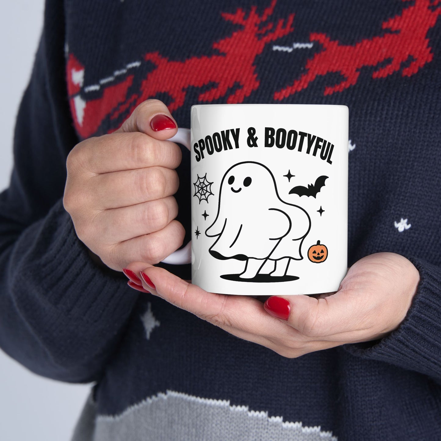 Spooky Ghost Ceramic Mug, Halloween Coffee Cup, Cute Ghost Decor, Fall Drinkware, Gift for Halloween Lovers