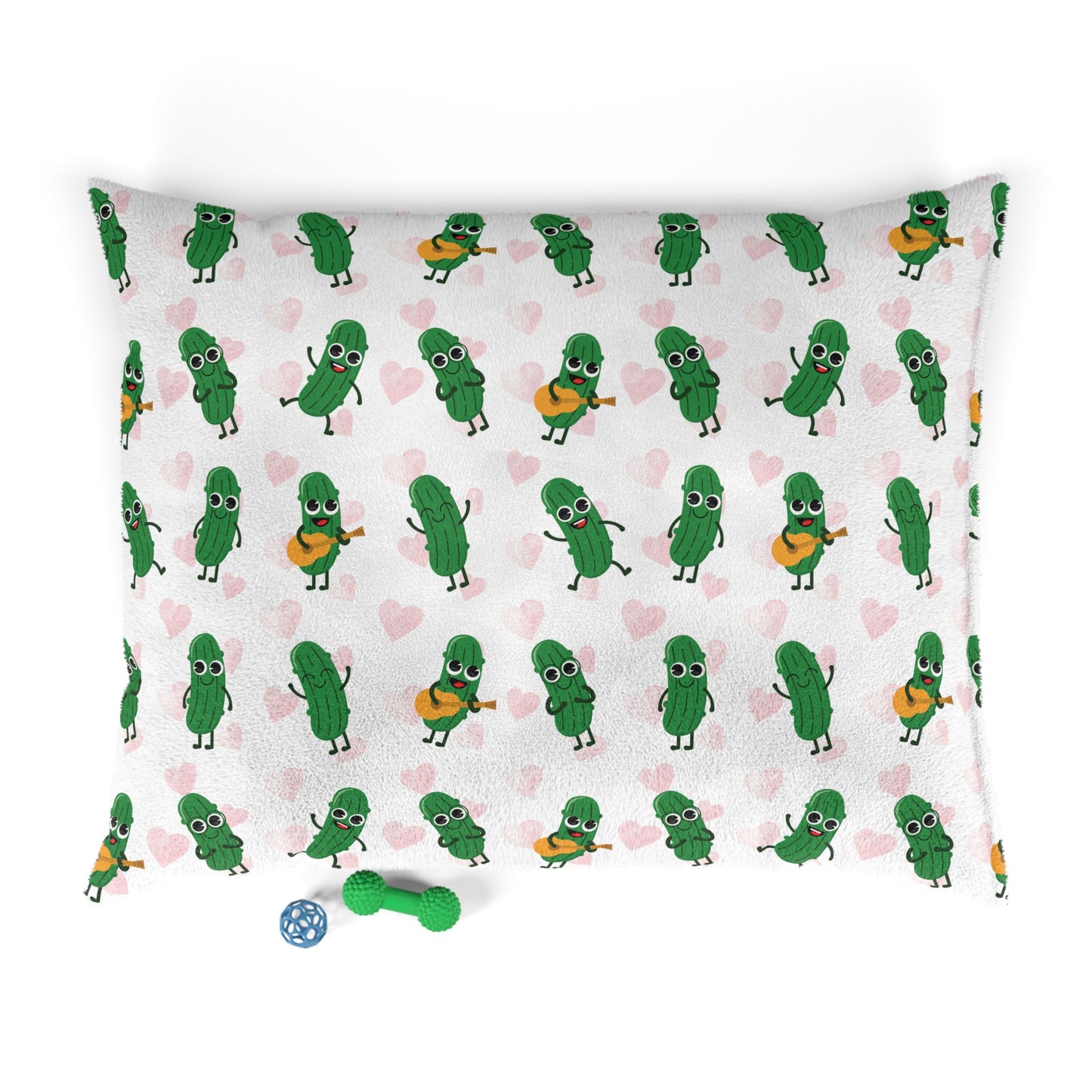 Pickle Pals Pet Bed — Cute Dancing Pickles with Hearts Dog & Cat Cushion