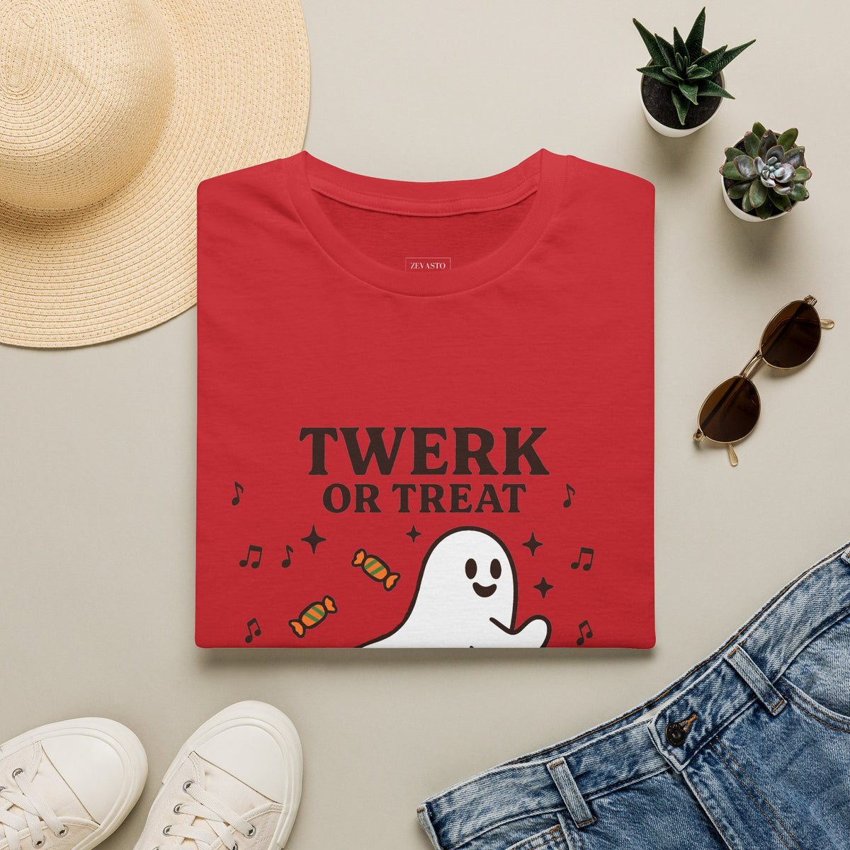 Whimsical Halloween T-Shirt for Adults, Fun Ghost Tee, Twerk or Treat Shirt, Unisex Costume Top, Spooky Celebration Apparel
