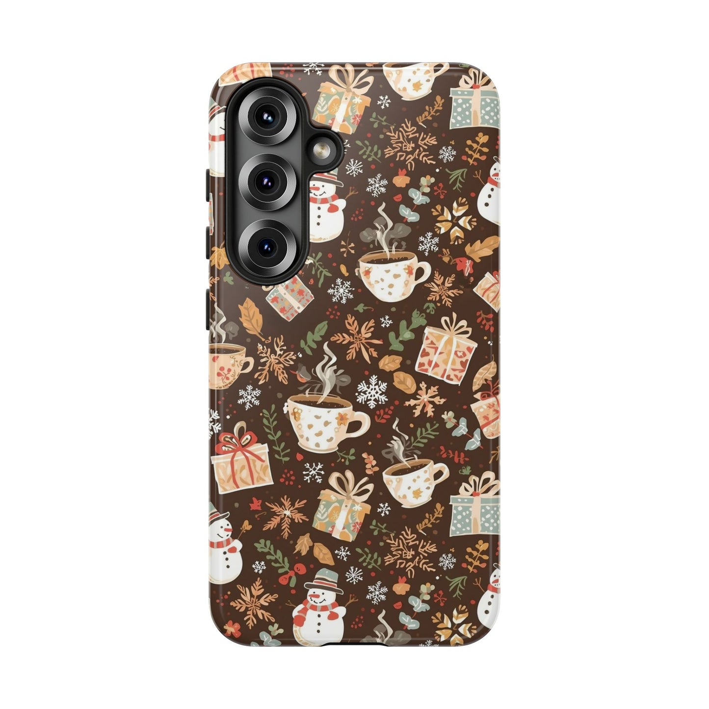 Christmas Phone Case, Winter Holiday Phone Case with Snowmen and Gifts Design for Iphone 17, 16, 15, 14, 13, 12, 11 & Samsung