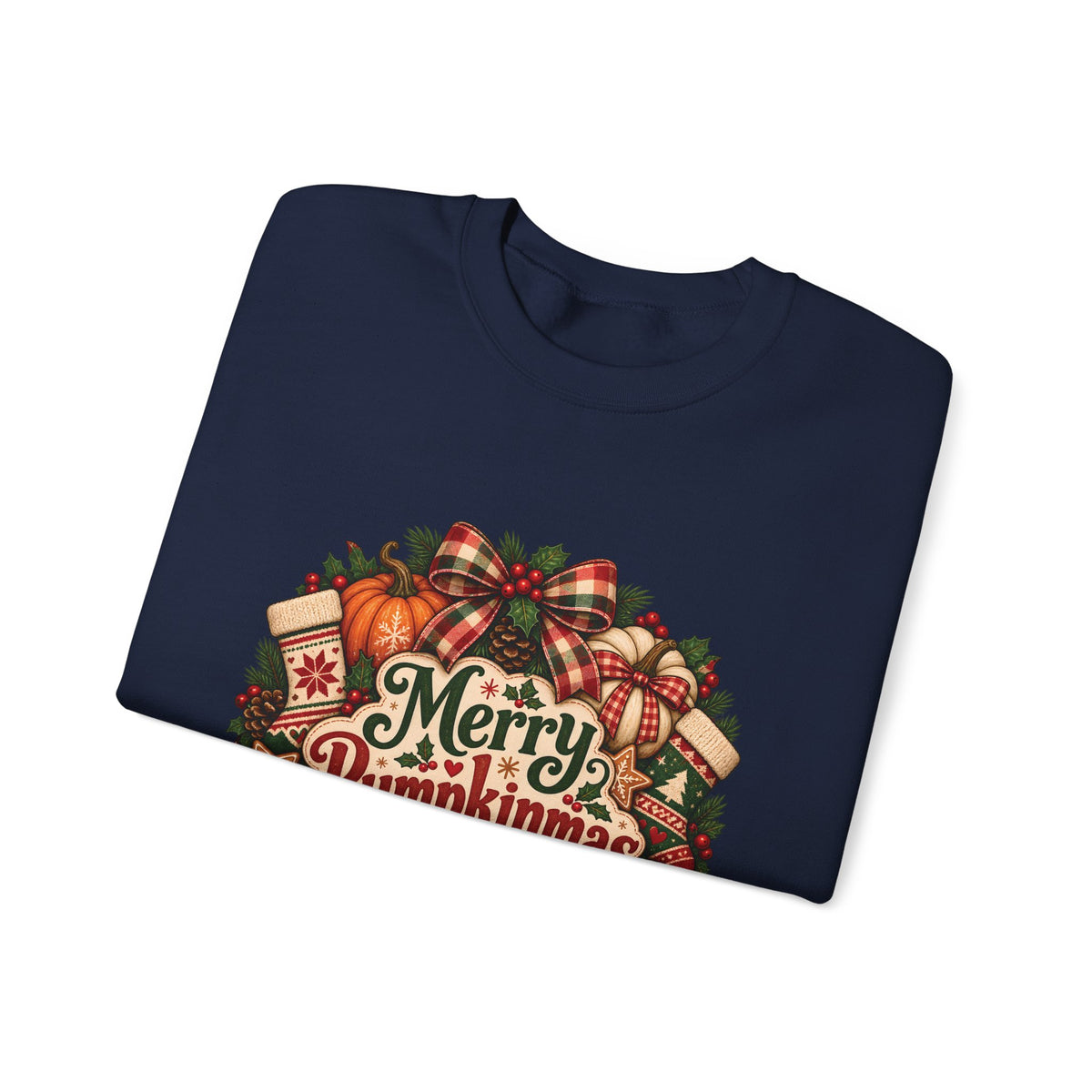 Merry Pumpkinmas Sweatshirt — Holiday Pumpkin Wreath Crewneck