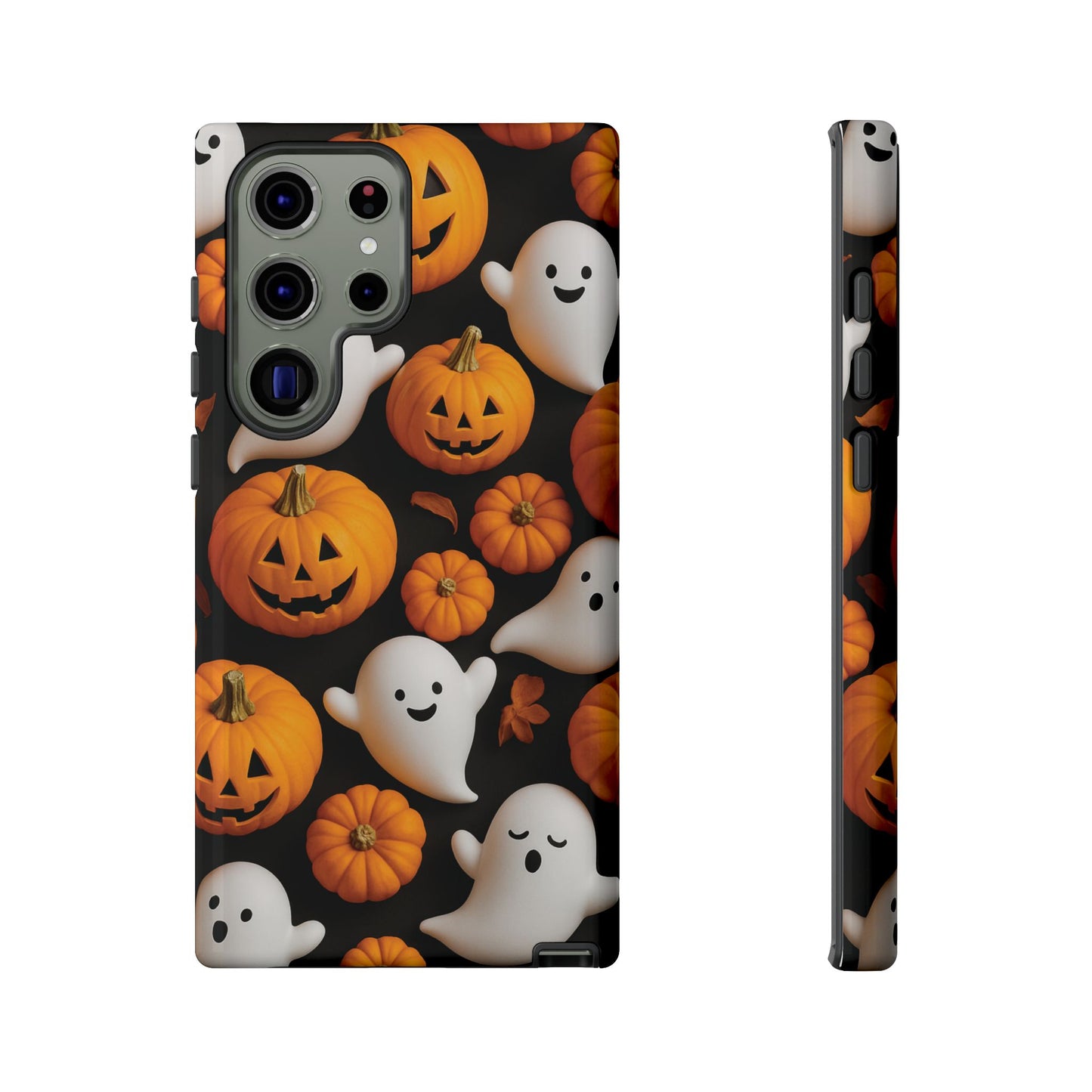 Halloween Phone Case, Spooky Ghosts and Pumpkins Design
