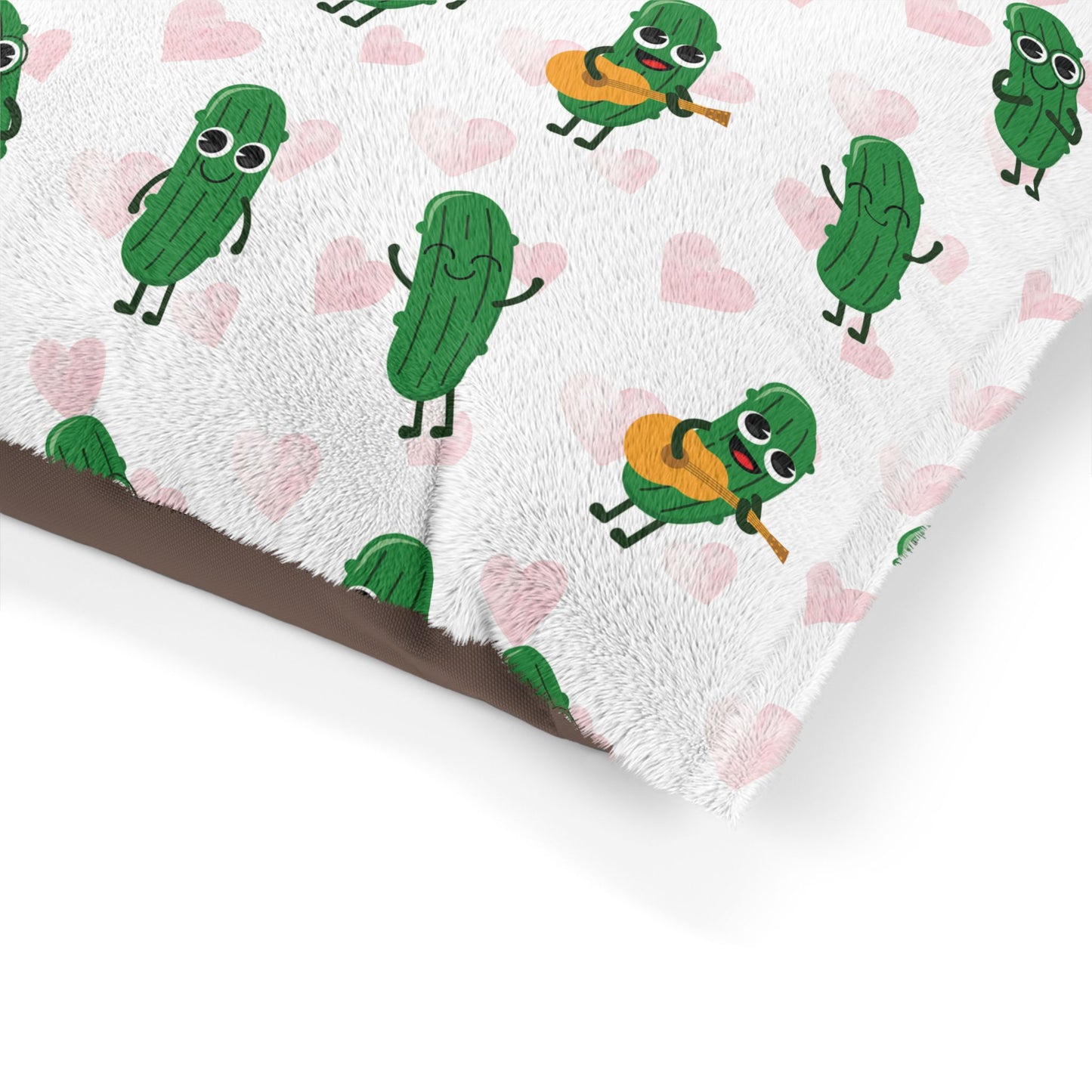 Pickle Pals Pet Bed — Cute Dancing Pickles with Hearts Dog & Cat Cushion