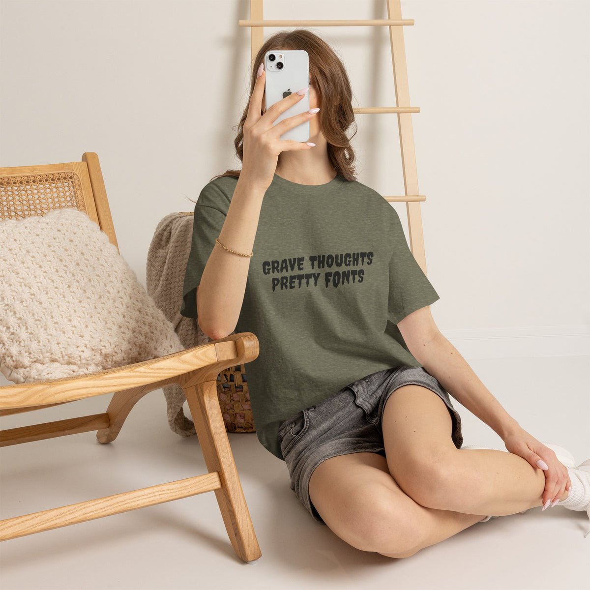 Grave Thoughts Pretty Fonts Tee | Unisex Heavy Cotton T-Shirt for Spooky Season
